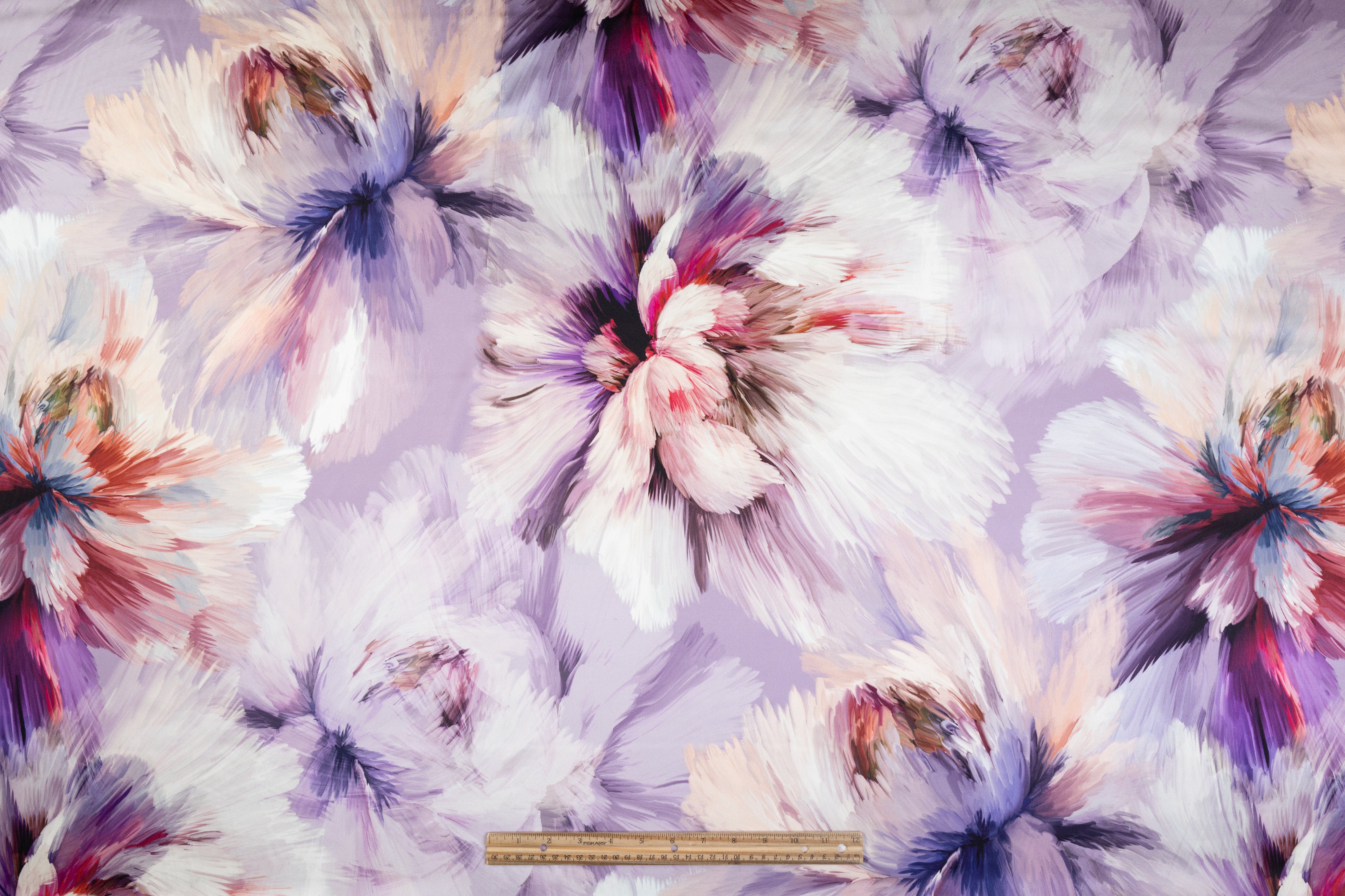 Floral Italian Silk Charmeuse - Lavender