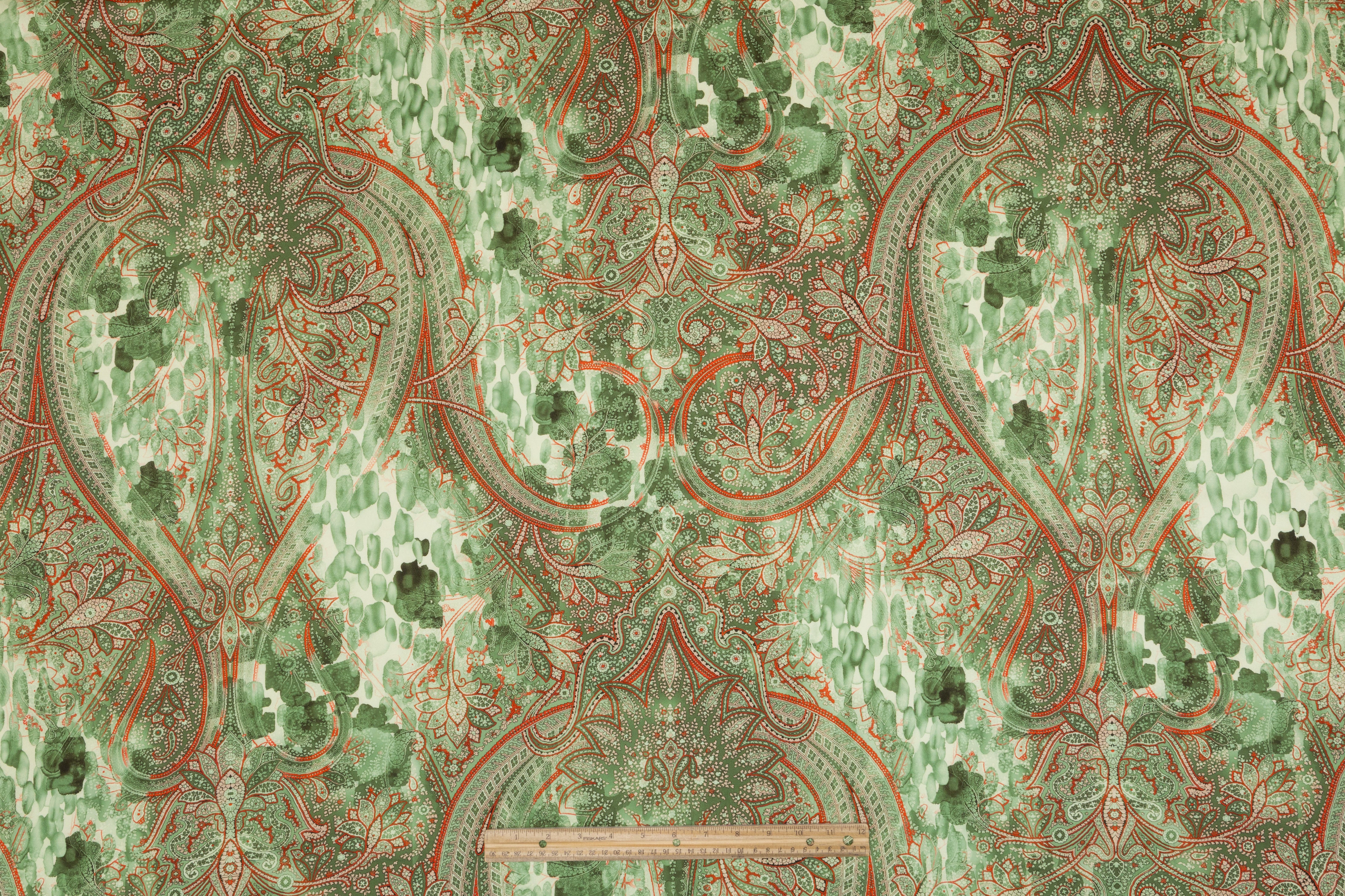 Ratti - Paisley Italian Cotton Sateen - Green / Red