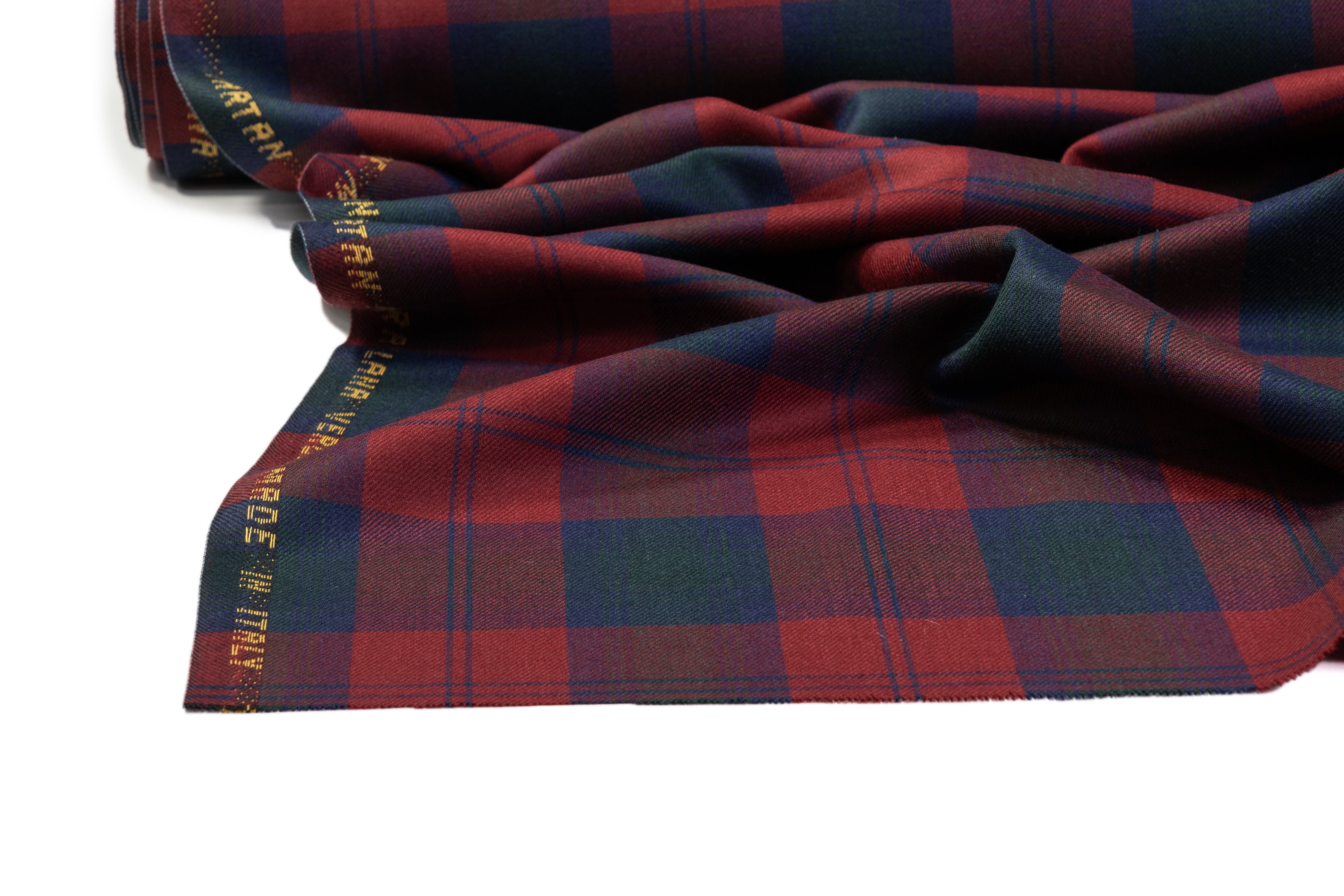 Checked Italian Wool Suiting - Burgundy / Navy / Green
