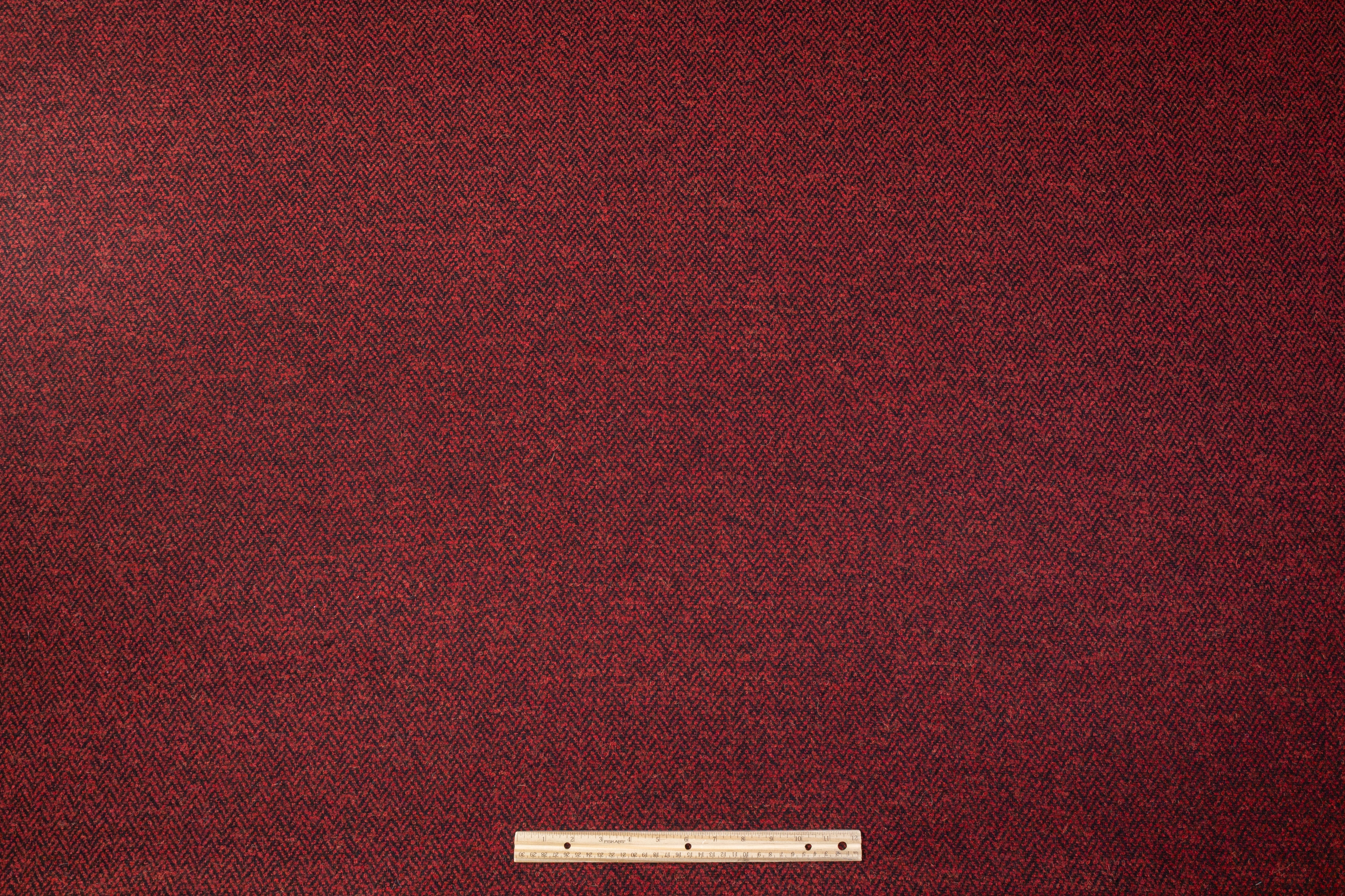 Chevron Italian Wool Mohair Blend Boucle - Maroon / Black