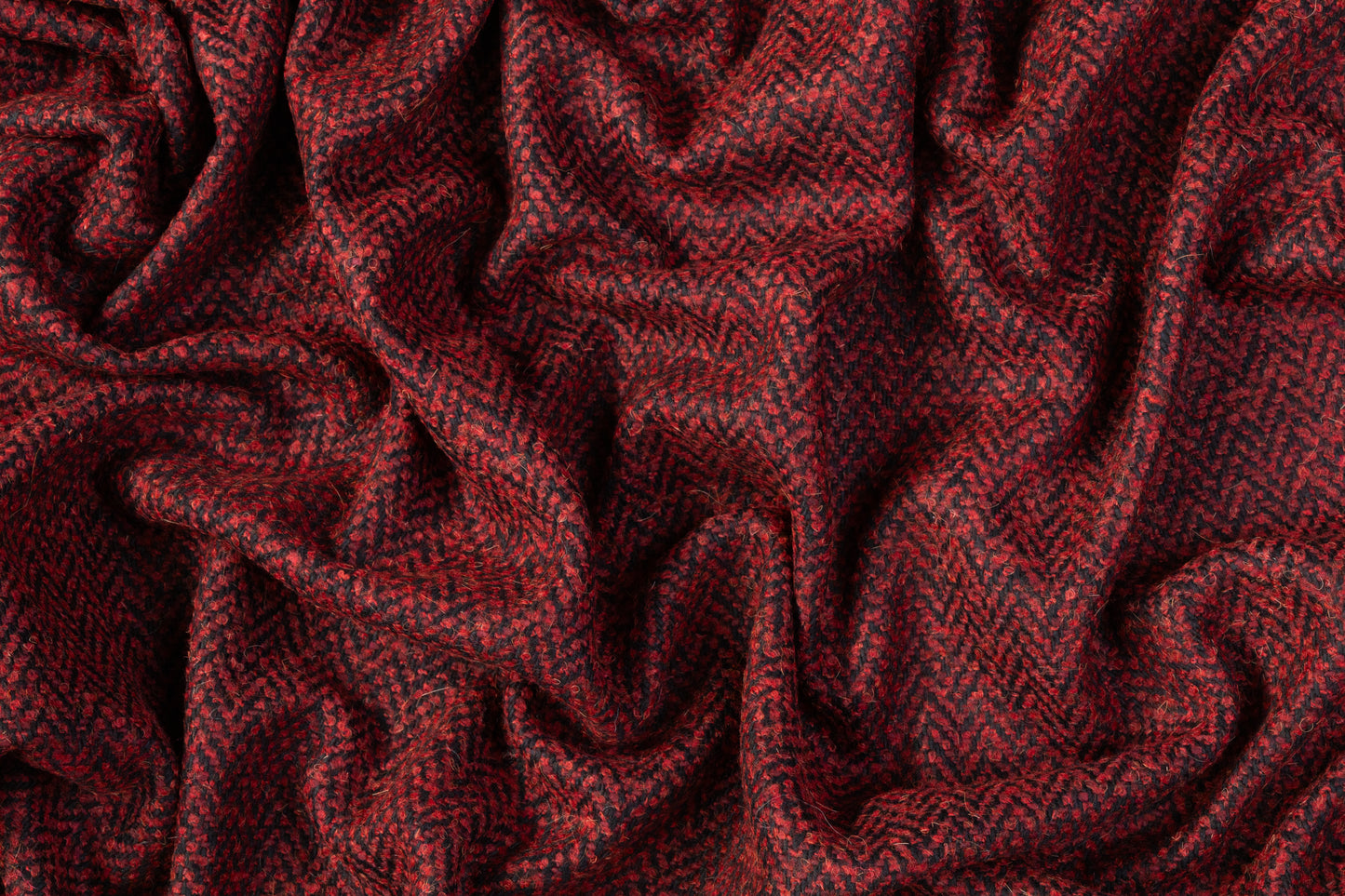 Chevron Italian Wool Mohair Blend Boucle - Maroon / Black