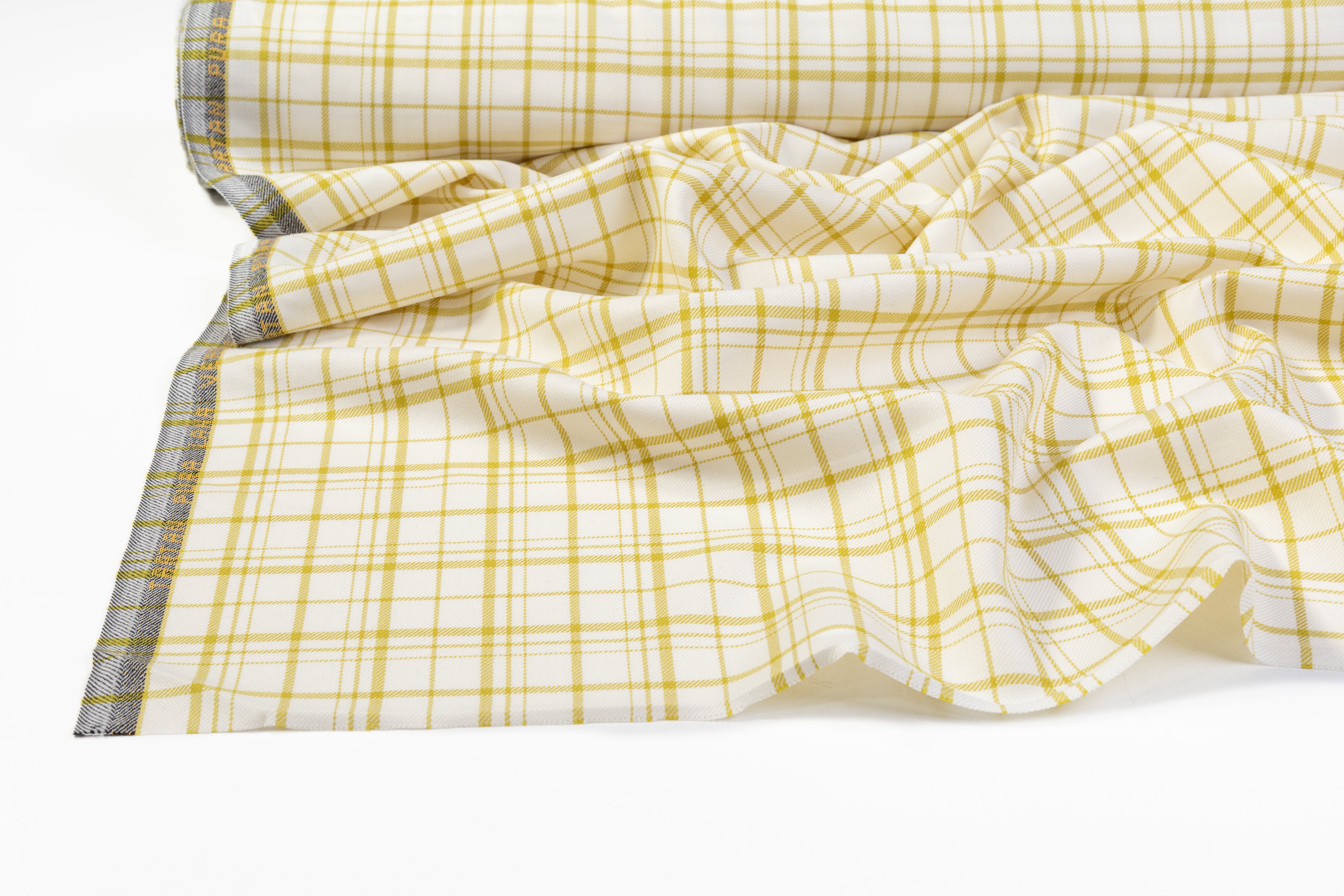 Checked Italian Wool Suiting - Off White / Chartreuse