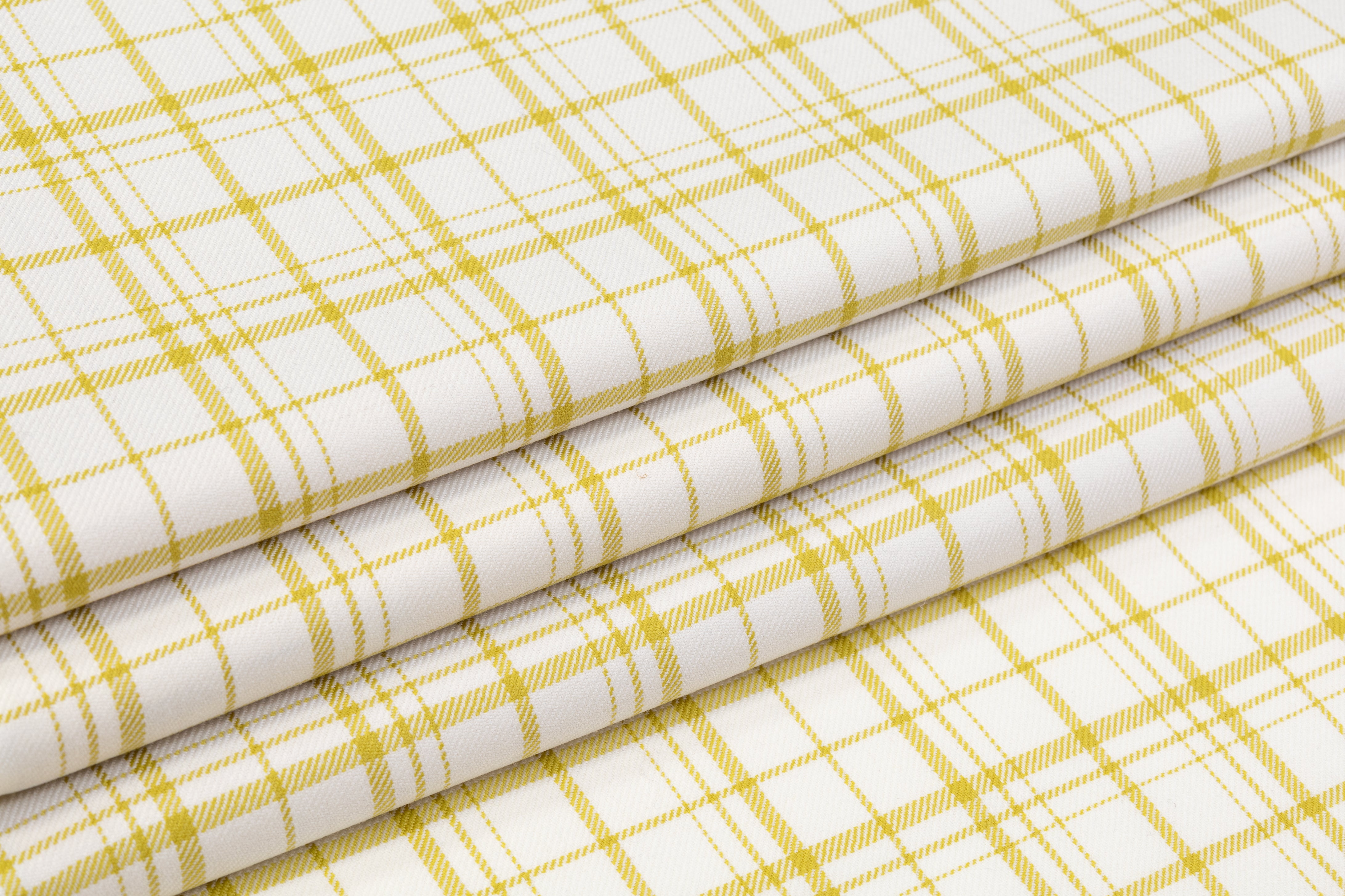 Checked Italian Wool Suiting - Off White / Chartreuse