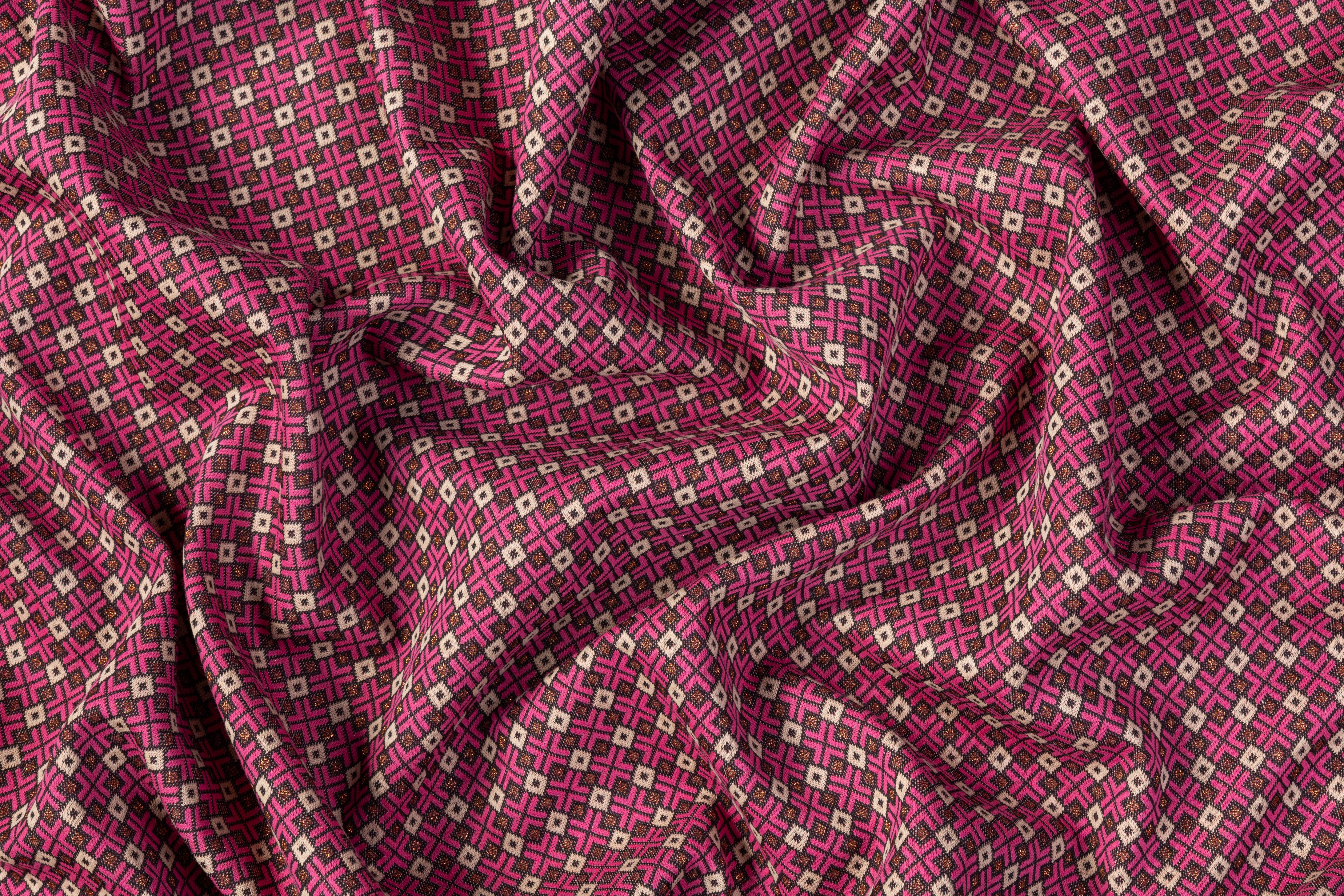 Fused Metallic Italian Brocade - Pink / Gold