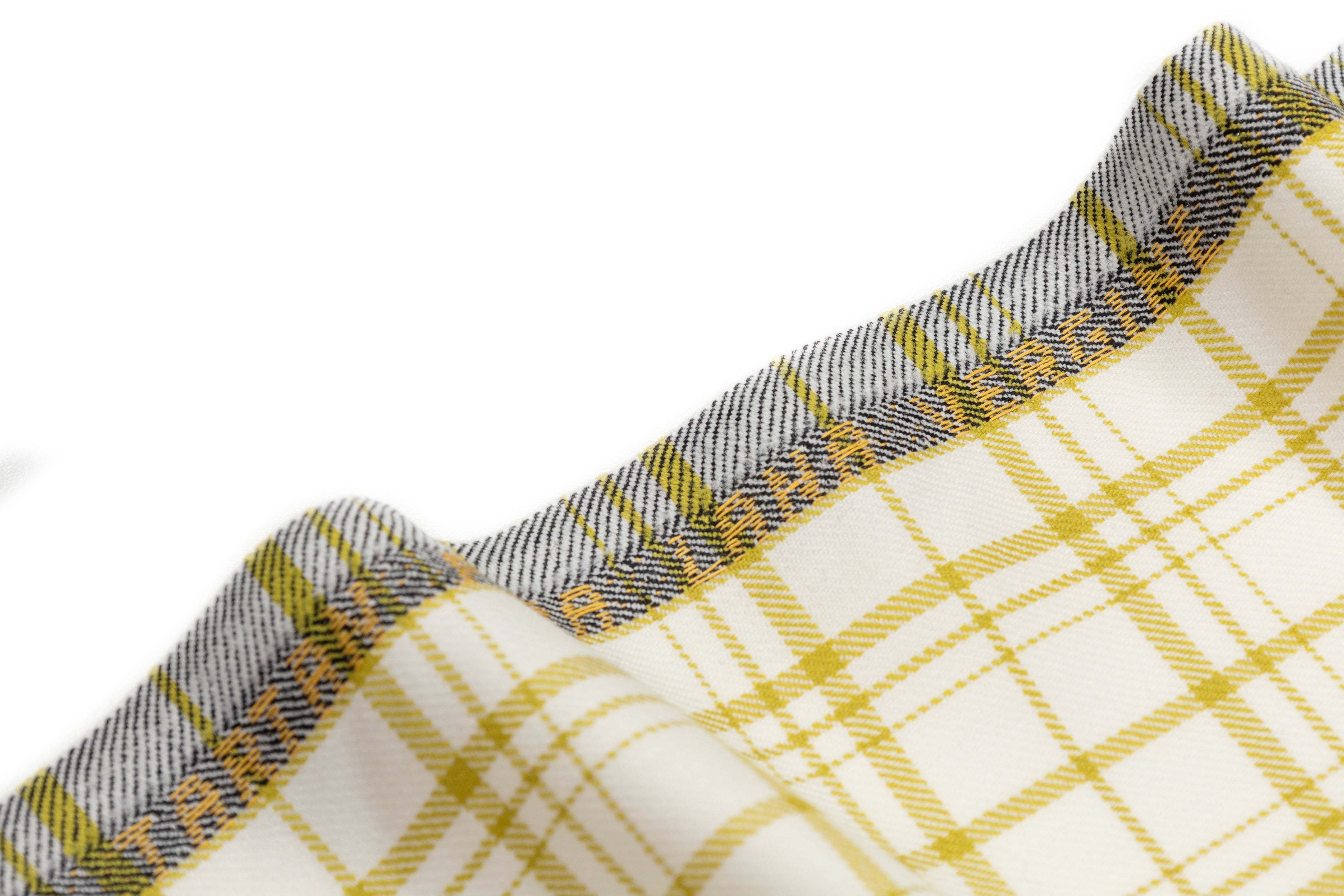 Checked Italian Wool Suiting - Off White / Chartreuse