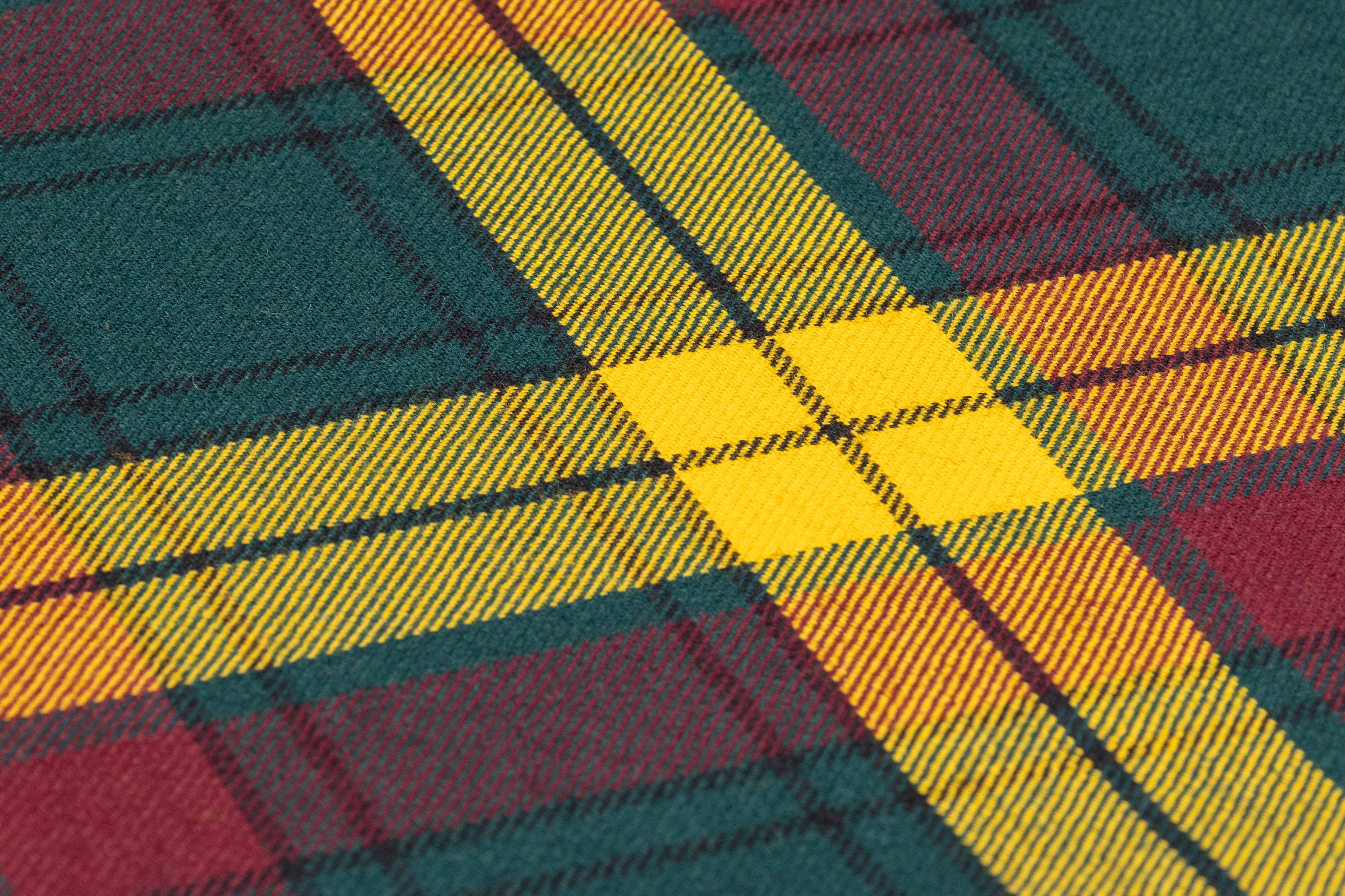 Checked Italian Wool Suiting - Green / Yellow / Burgundy