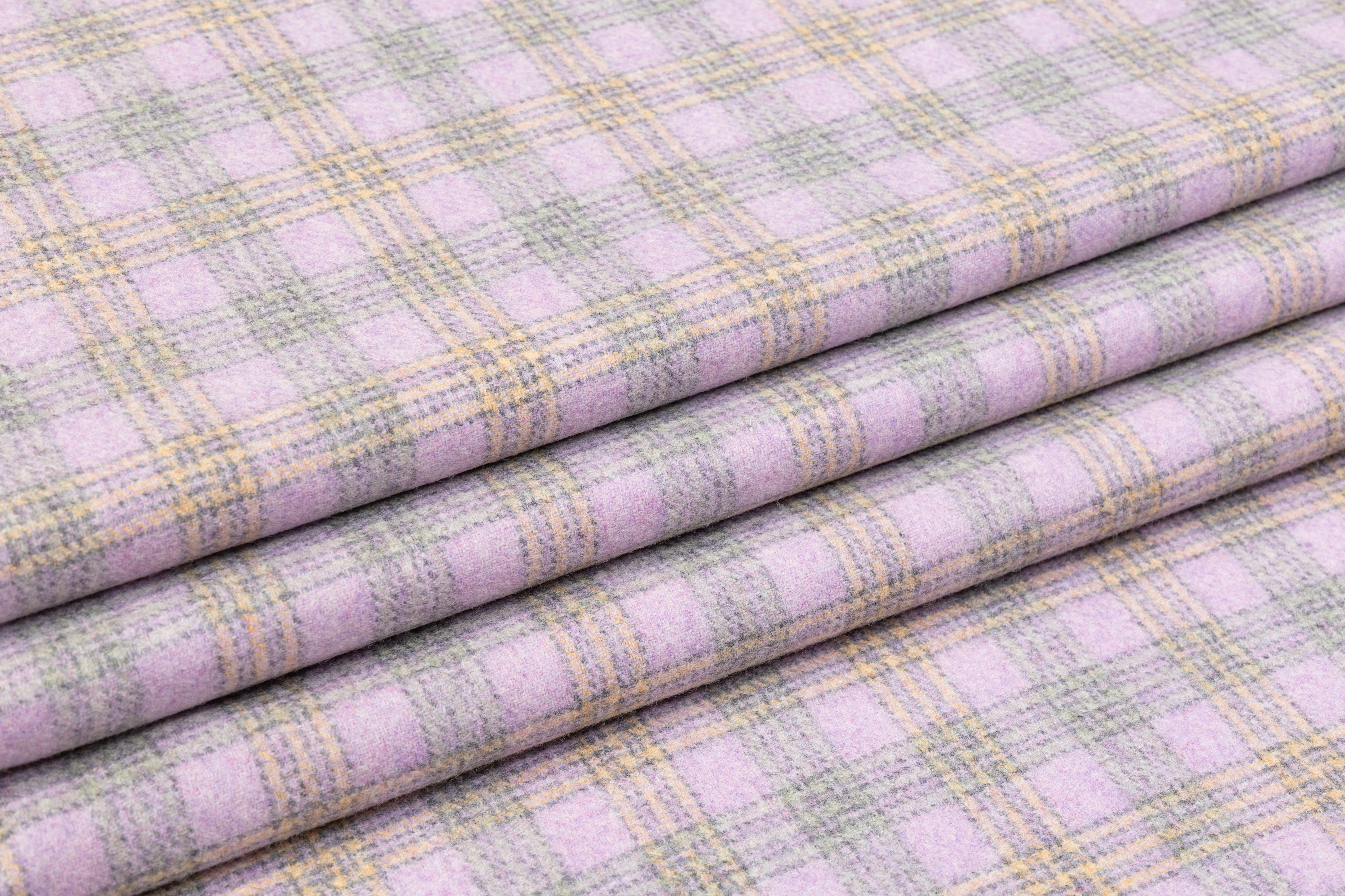 Checked Italian Wool - Lavender / Sage Green / Yellow
