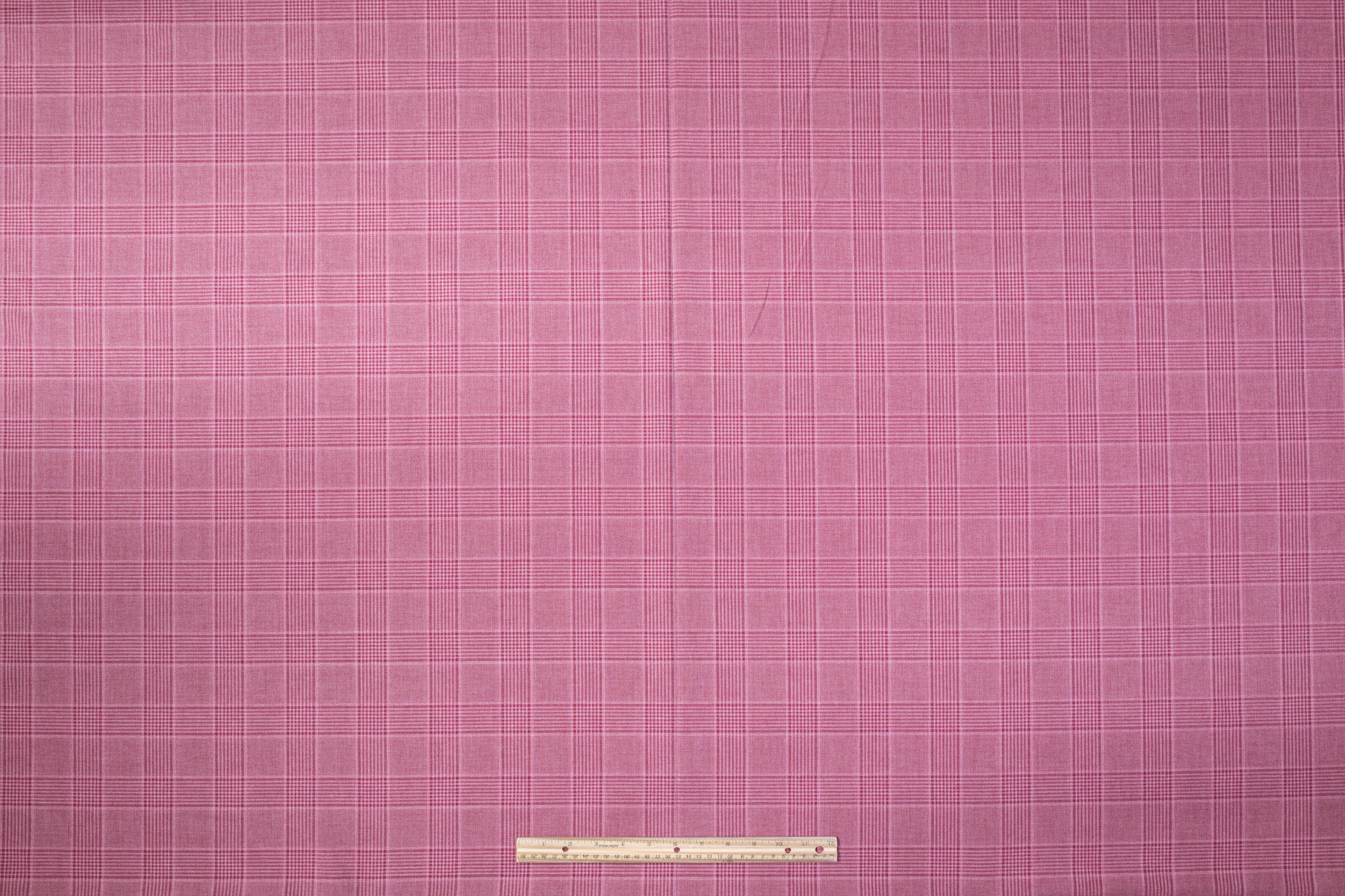 Fordham - Checked Italian Wool Silk and Cotton Suiting - Mauve