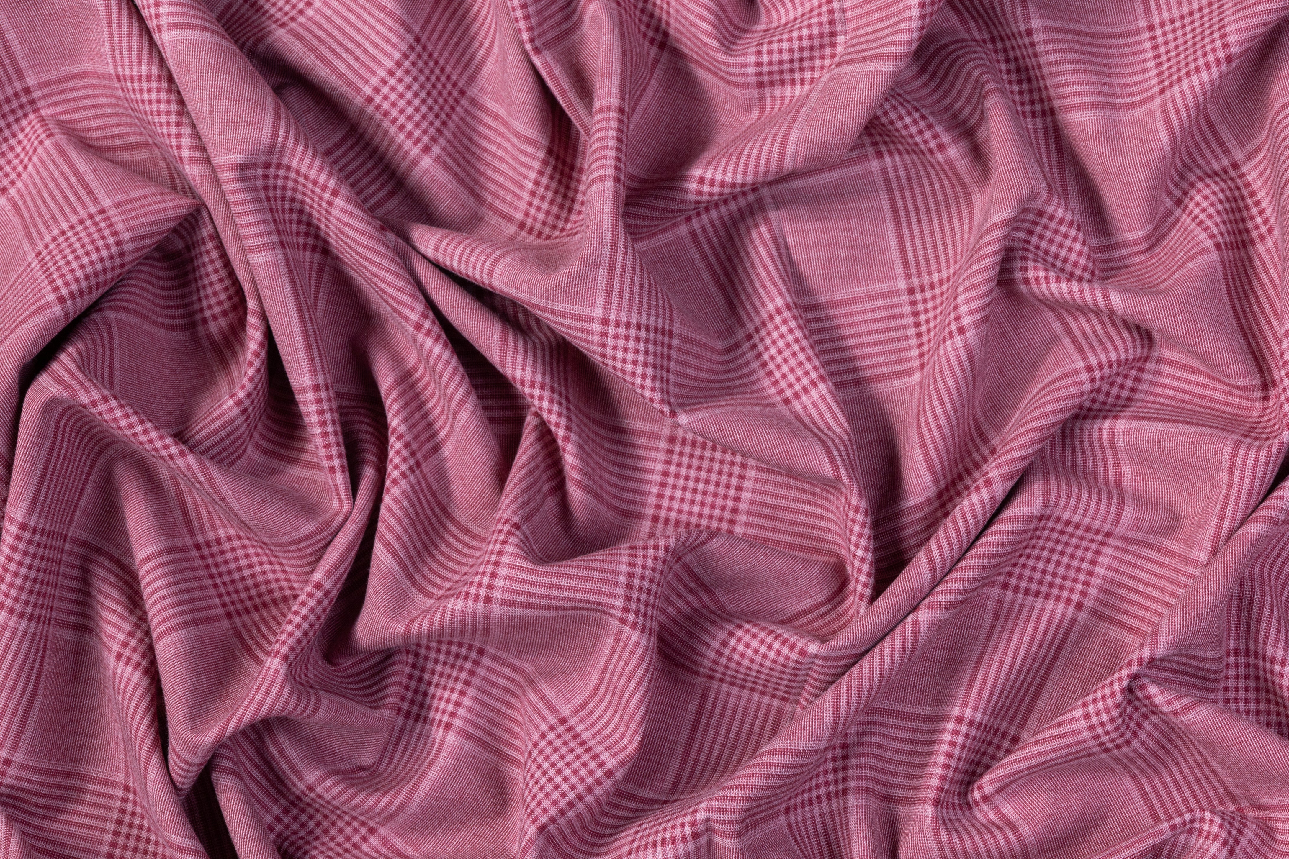 Fordham - Checked Italian Wool Silk and Cotton Suiting - Mauve