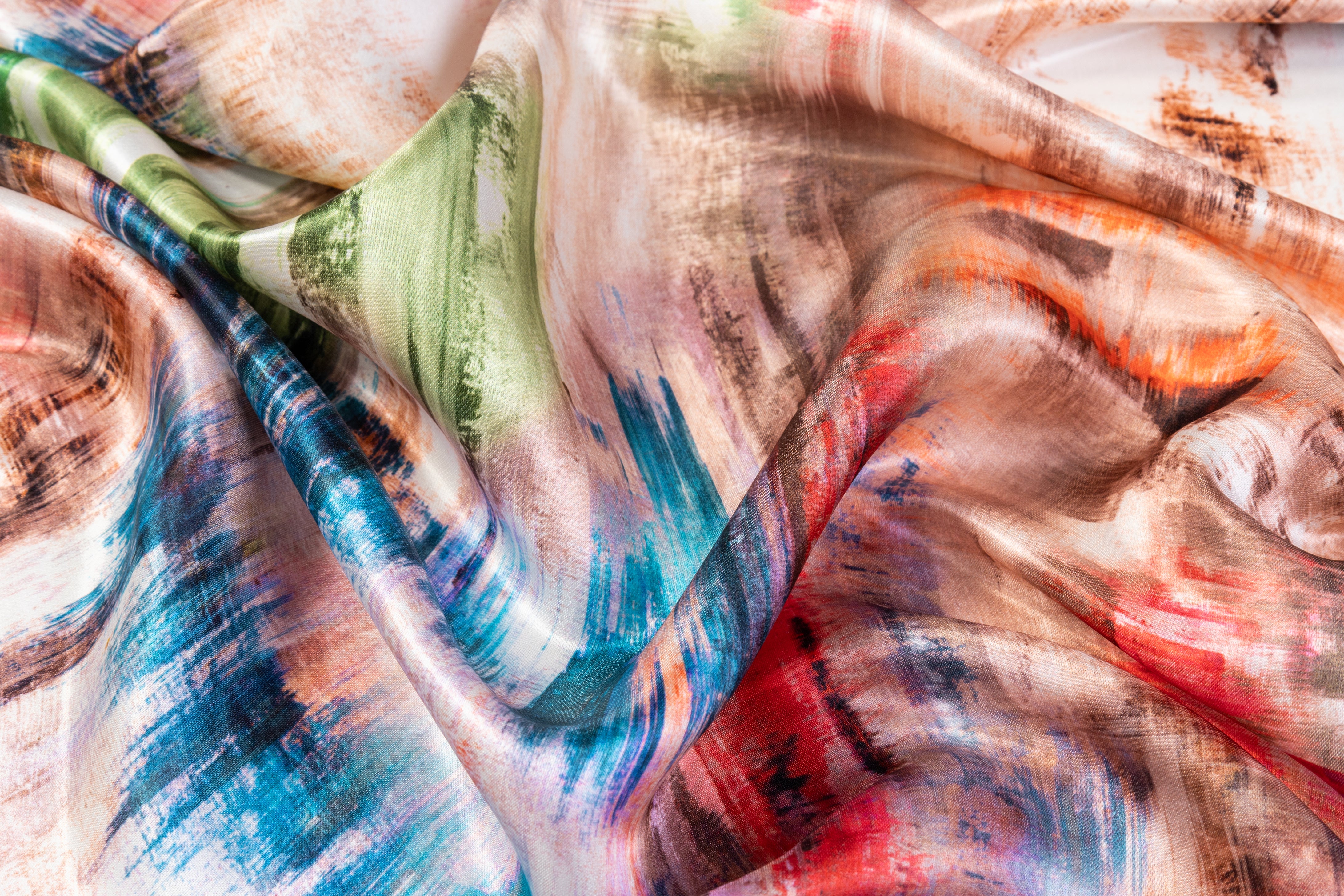 Abstract Italian Silk Charmeuse - Multicolor