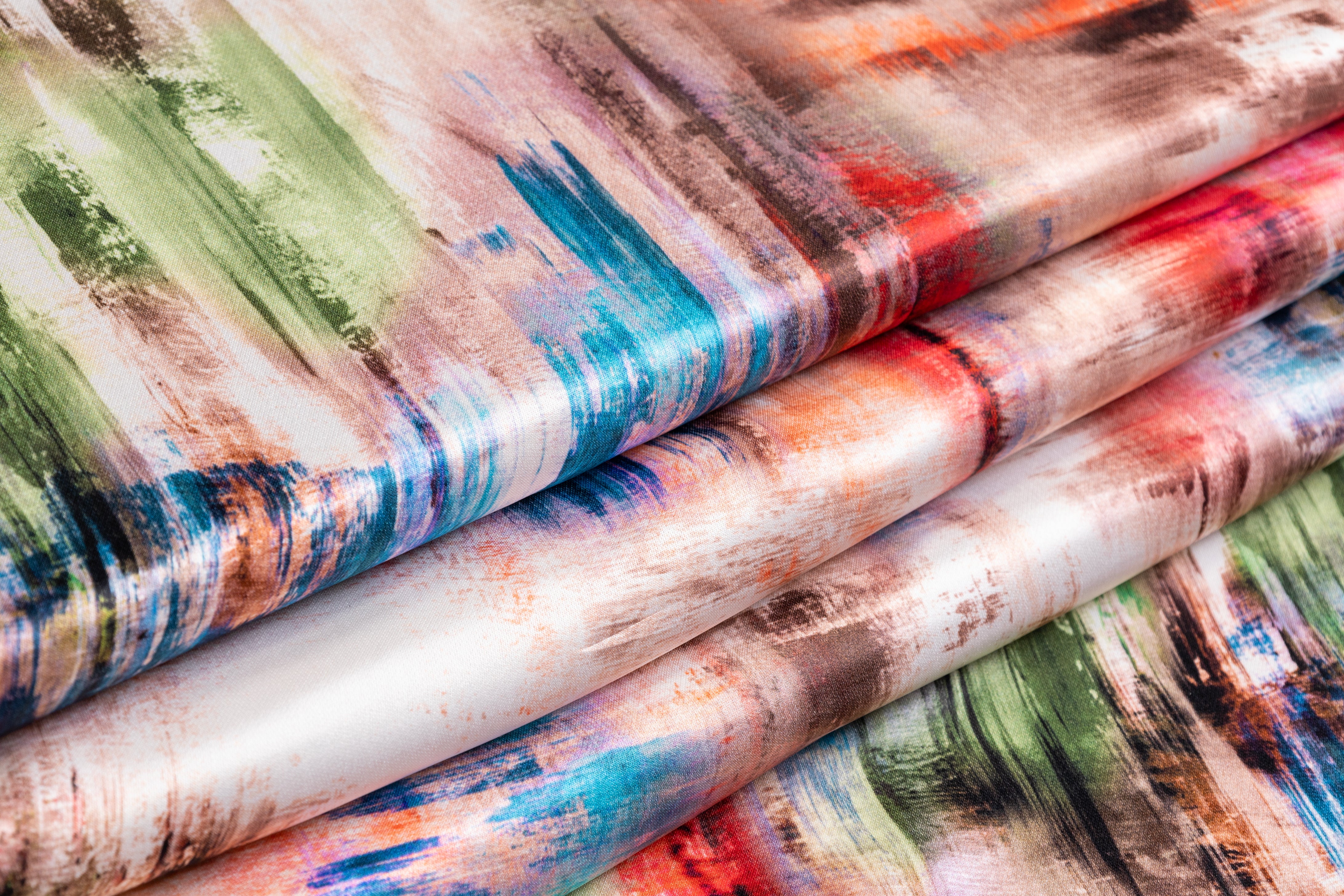 Abstract Italian Silk Charmeuse - Multicolor