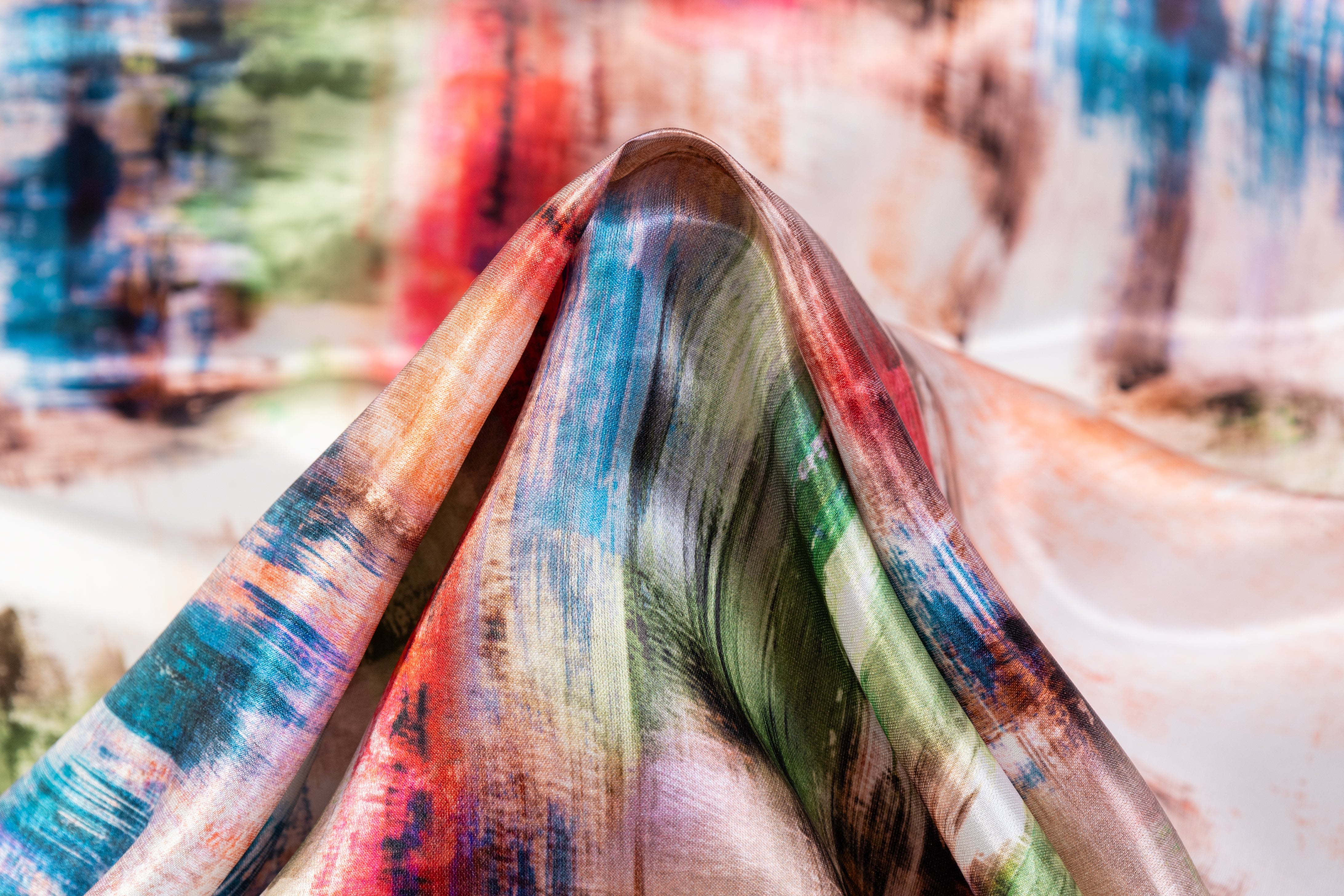 Abstract Italian Silk Charmeuse - Multicolor