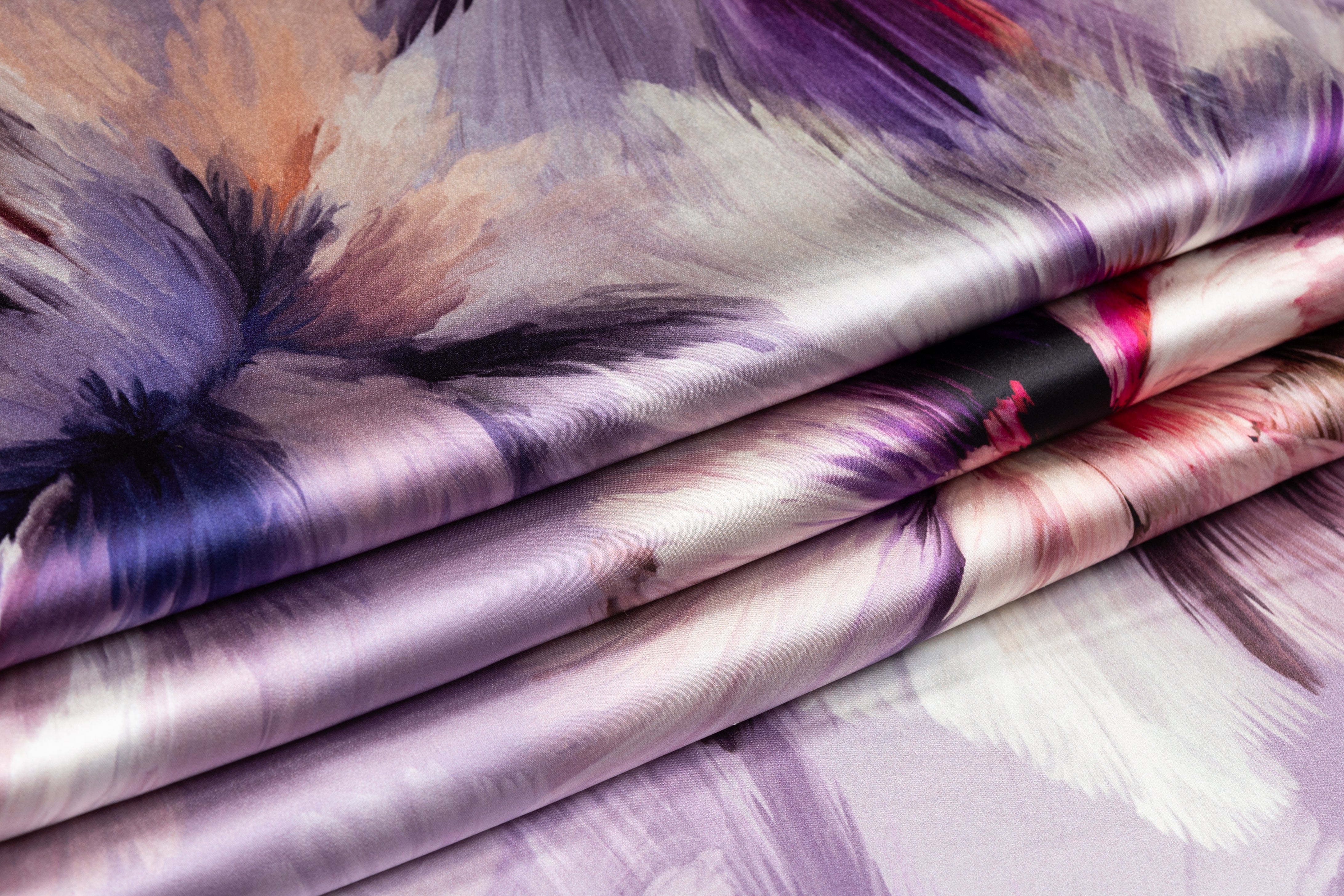 Floral Italian Silk Charmeuse - Lavender