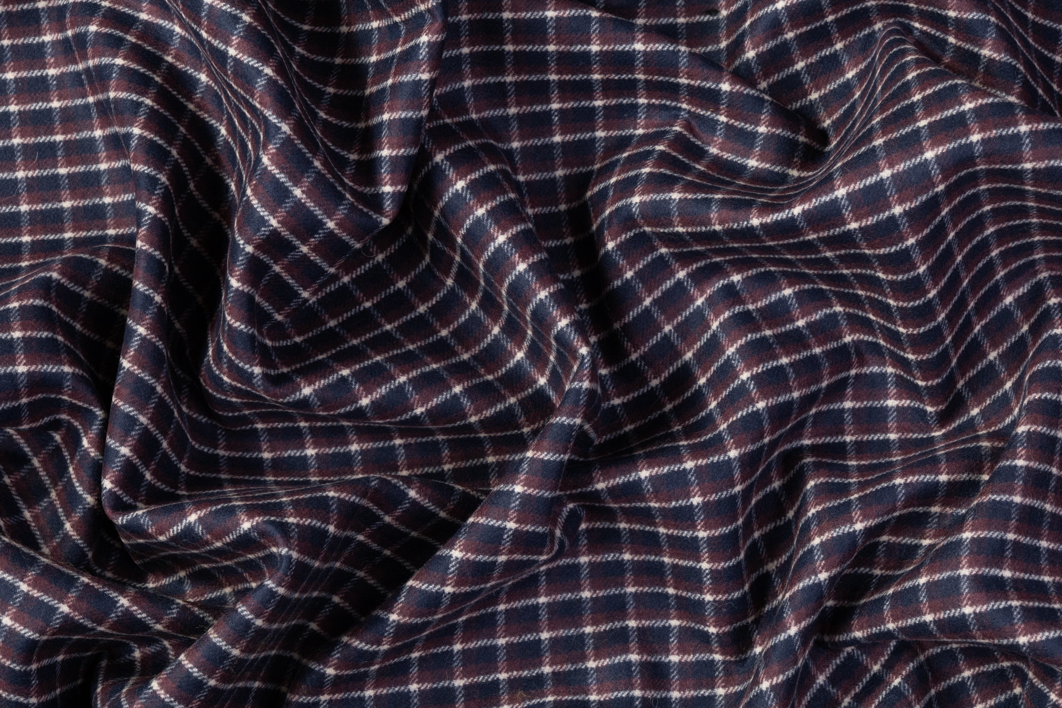 Double Faced Italian Wool Coating - Navy / Plum