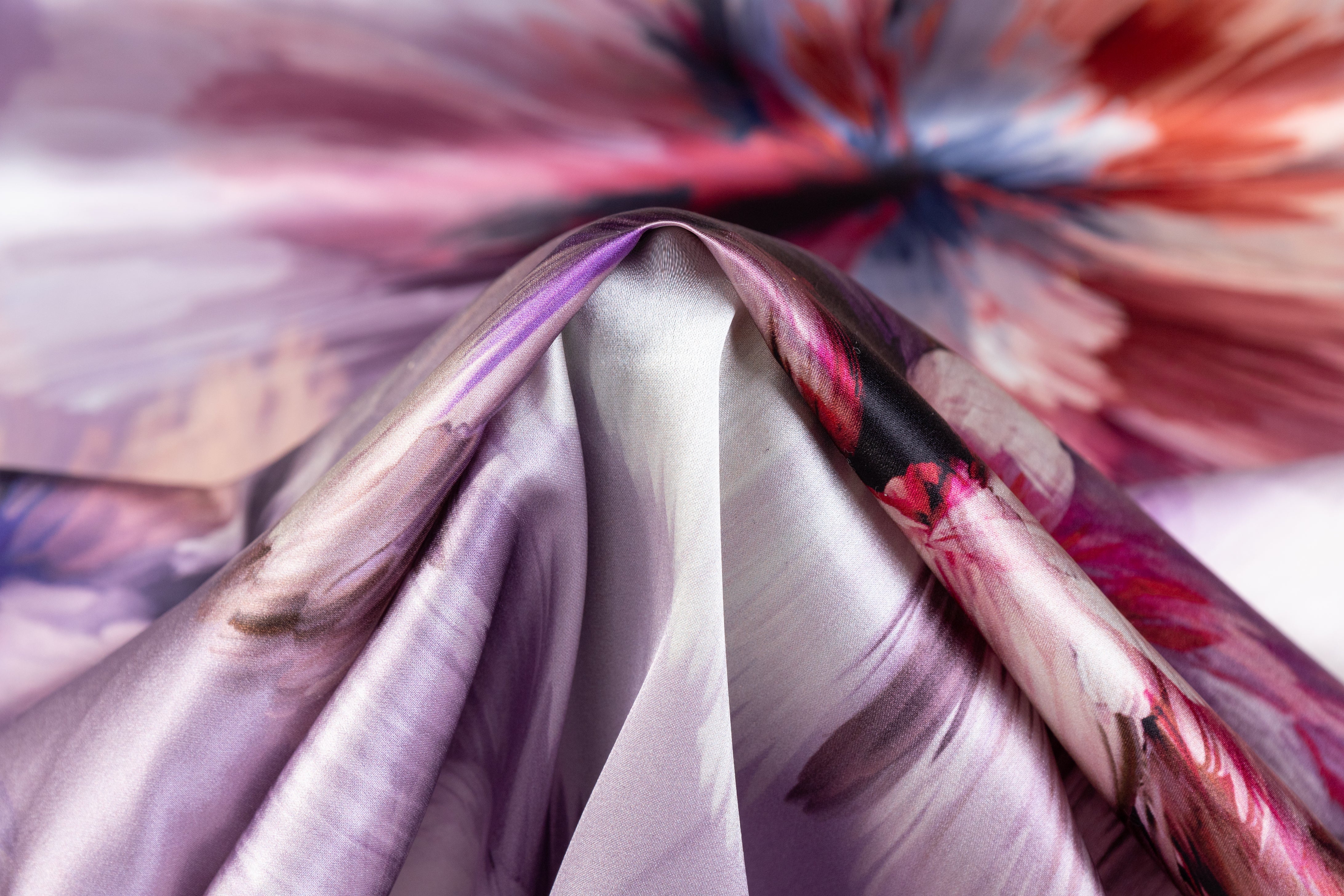 Floral Italian Silk Charmeuse - Lavender