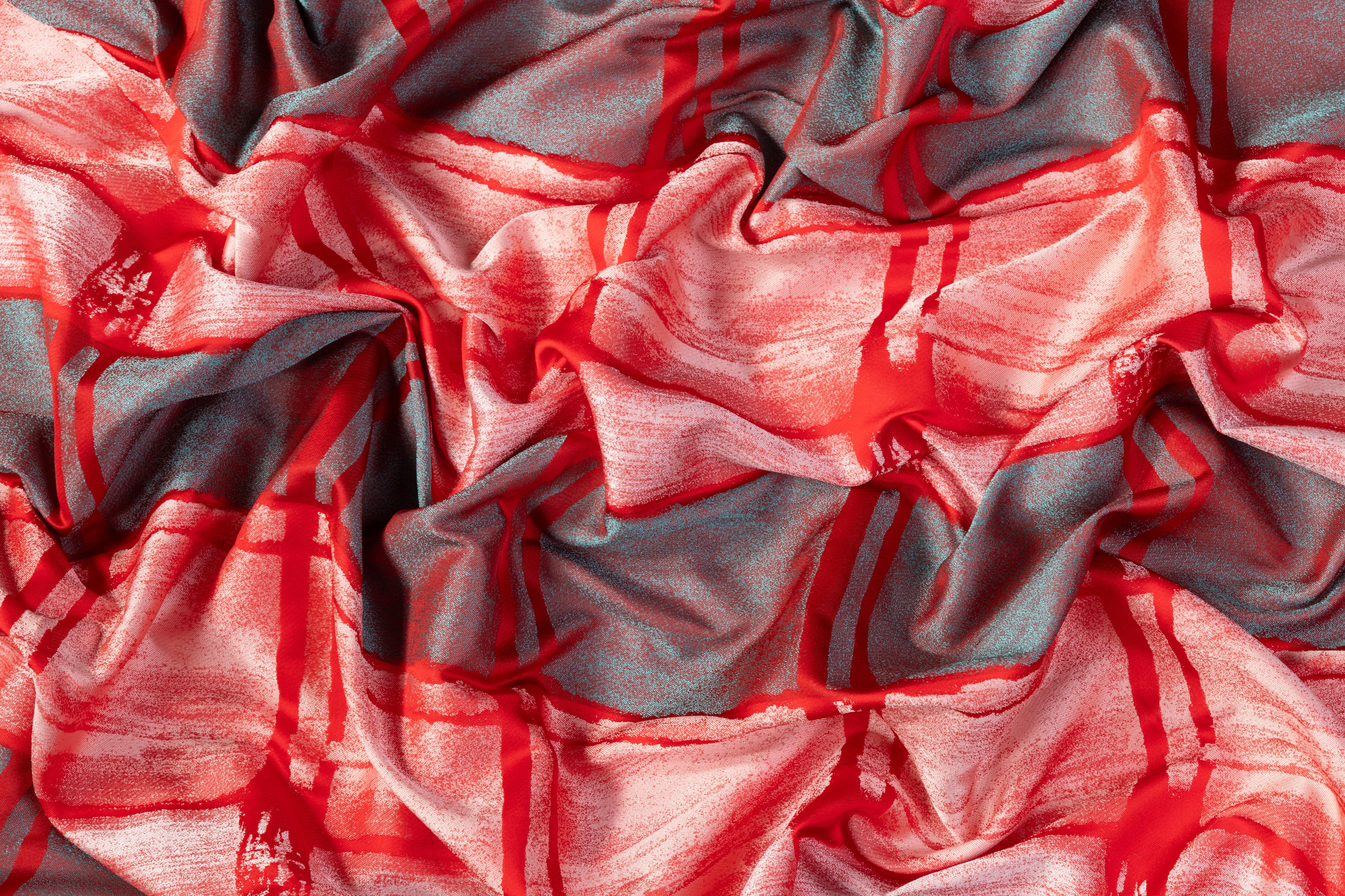 Checked Italian Brocade - Red / Blue