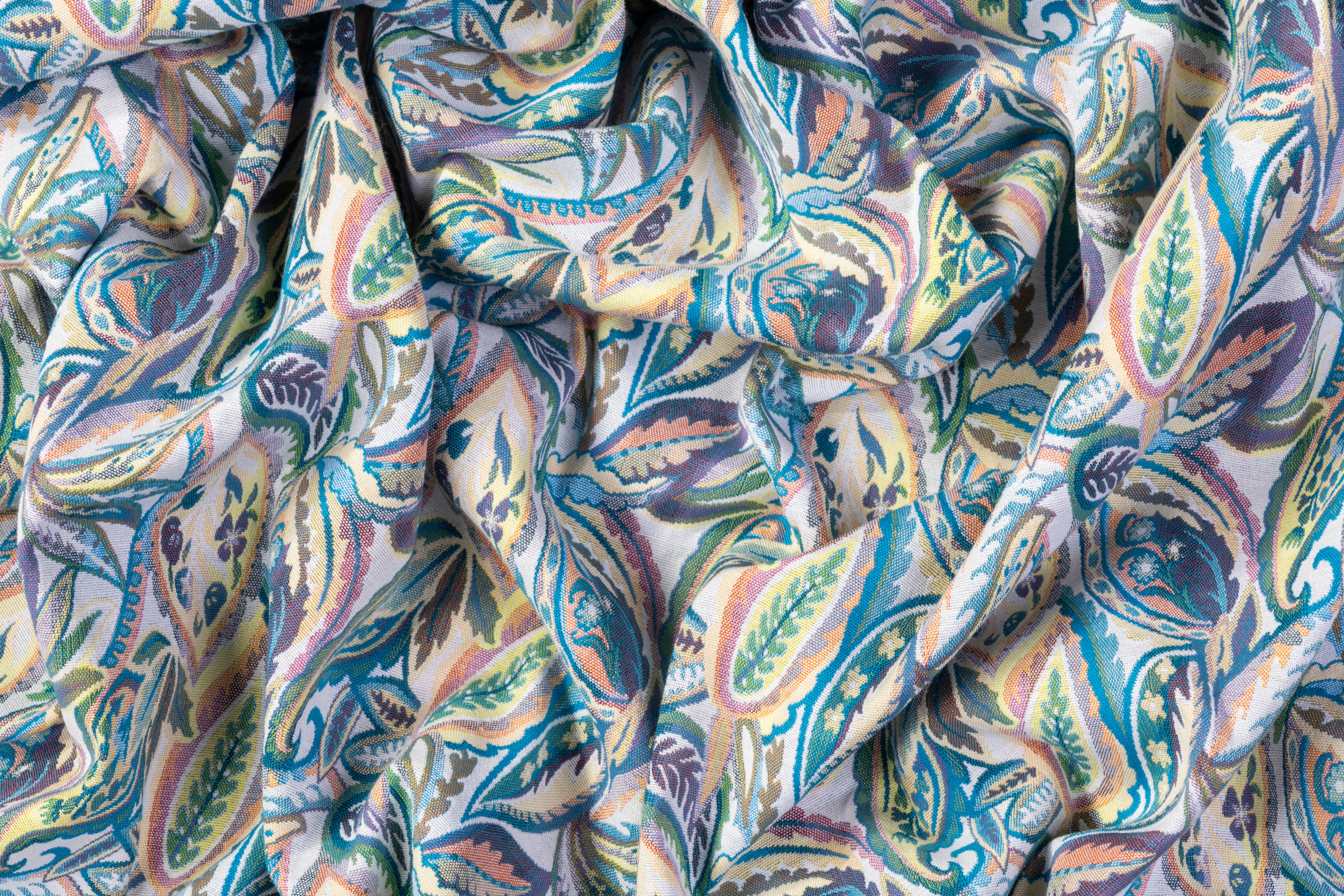 Floral Paisley Italian Poly Cotton Brocade - Multicolor