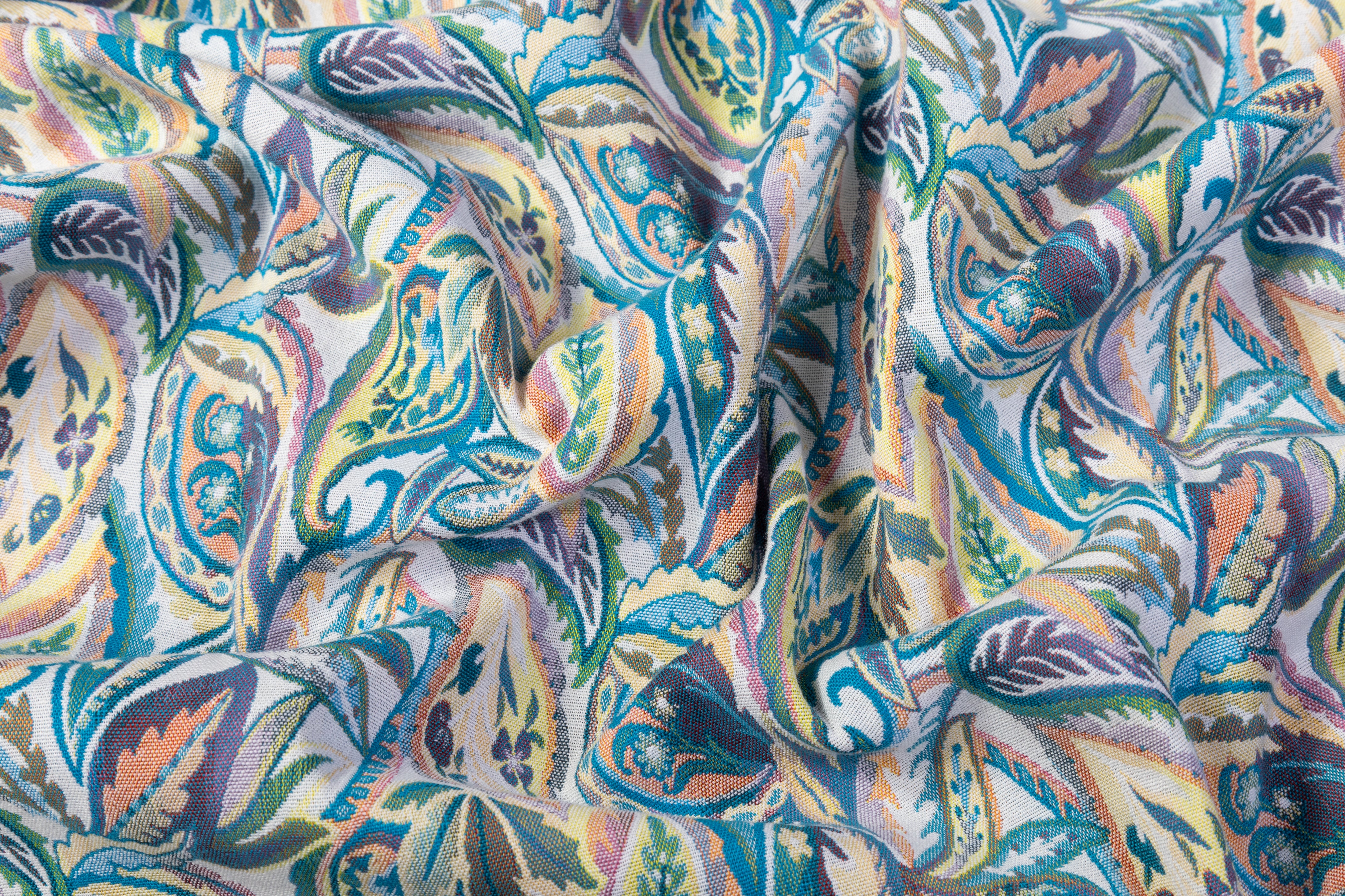 Floral Paisley Italian Poly Cotton Brocade - Multicolor