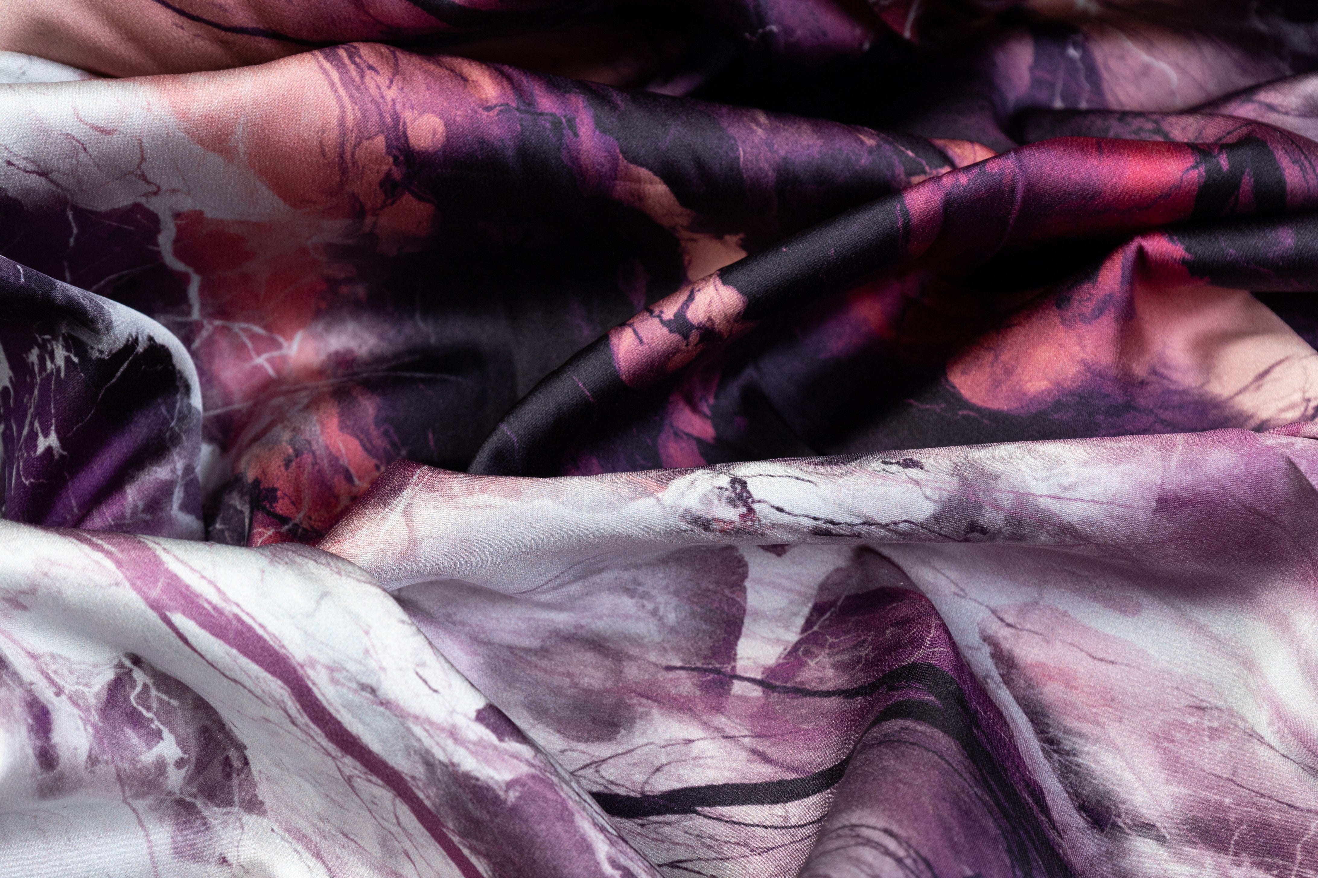 Abstract Italian Silk Stretch Crepe - Thunder