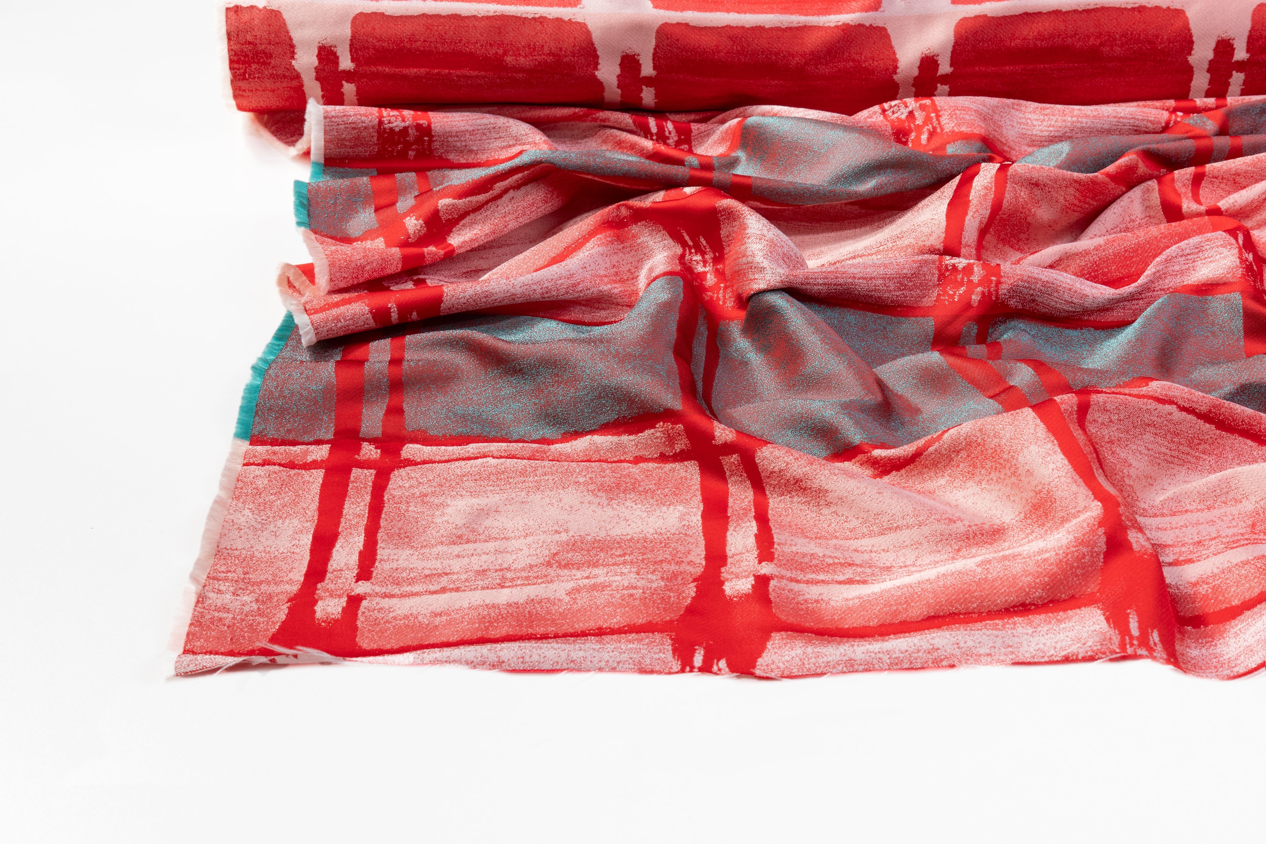 Checked Italian Brocade - Red / Blue