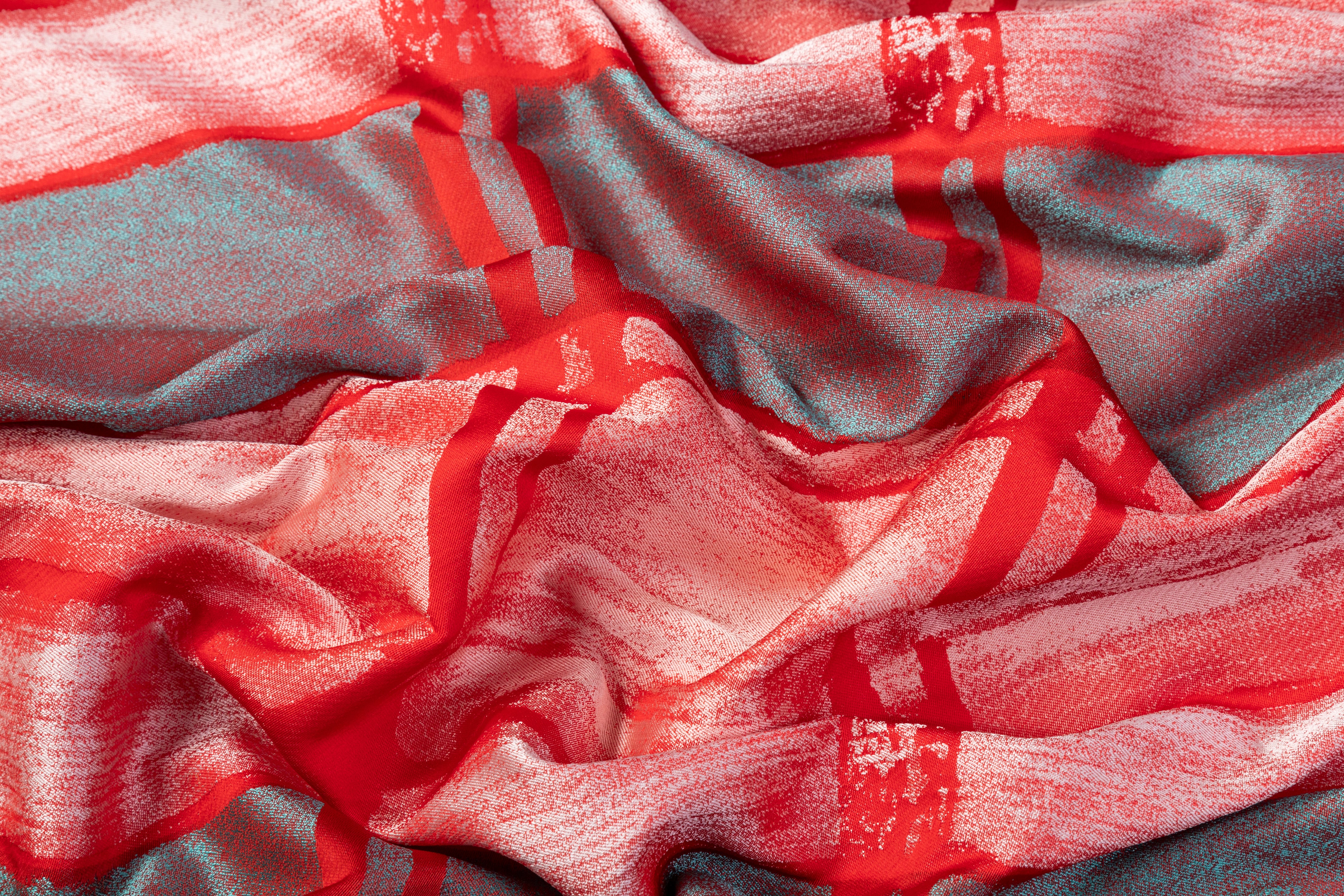 Checked Italian Brocade - Red / Blue