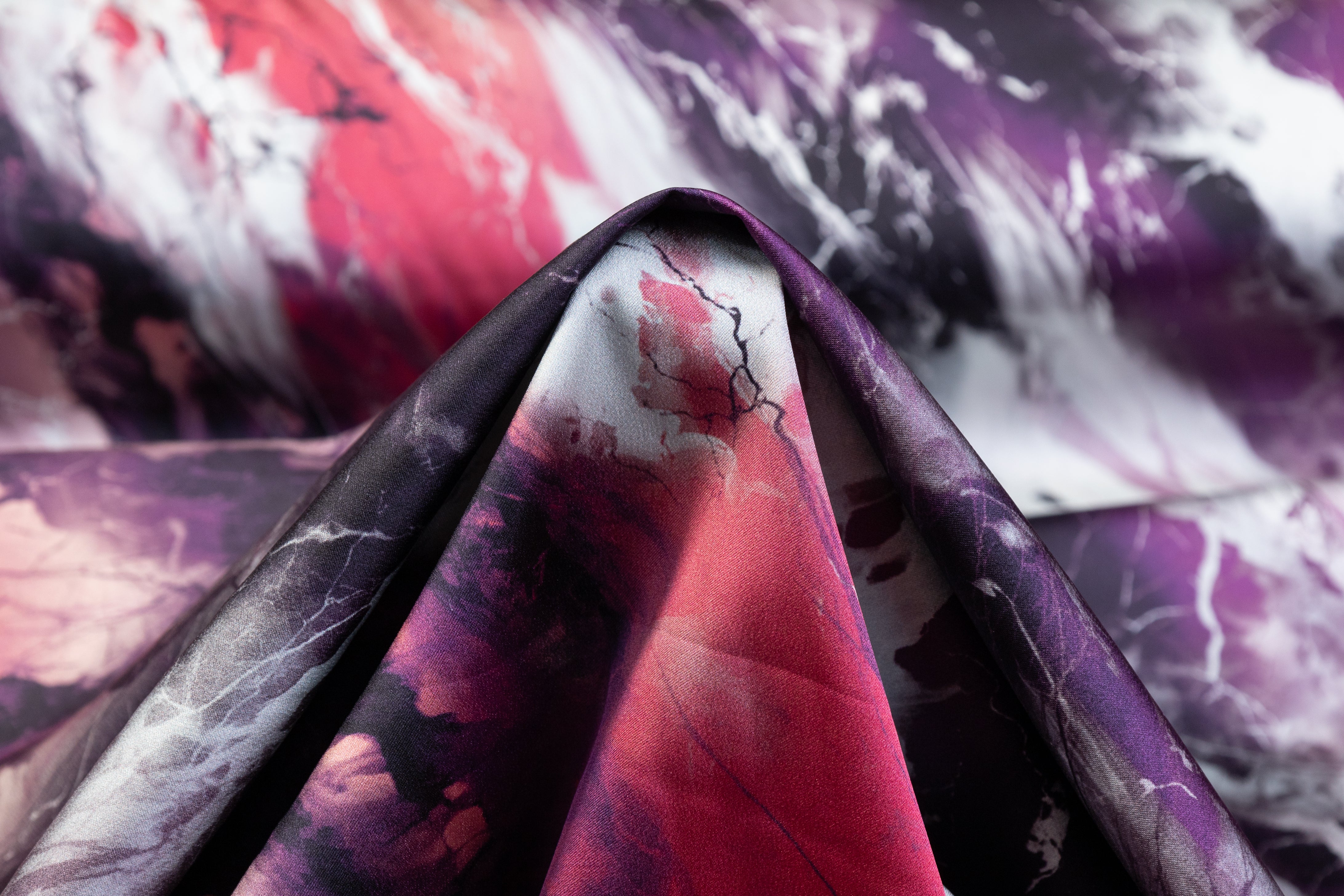 Abstract Italian Silk Stretch Crepe - Thunder