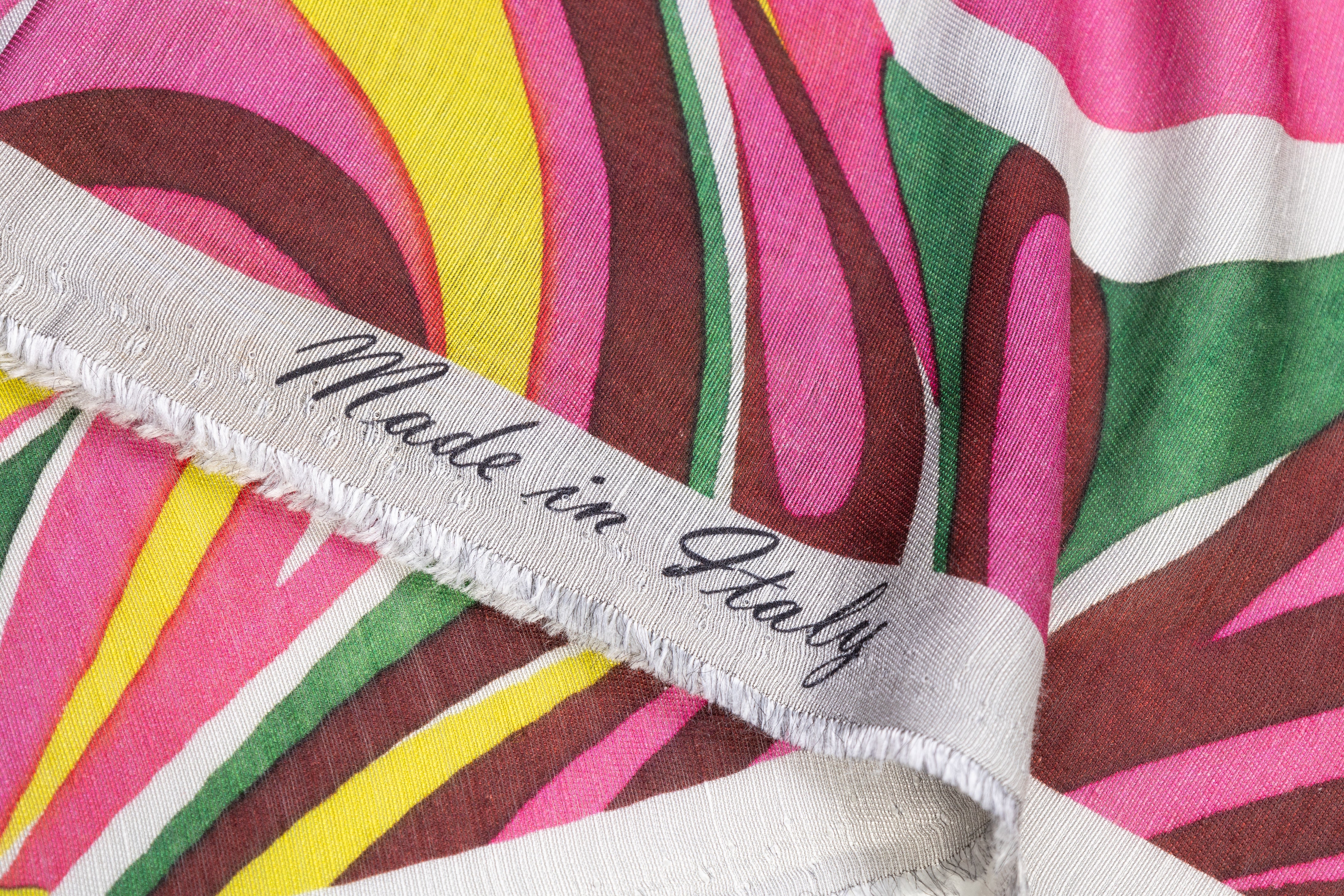 Abstract Hearts Italian Silk Linen Blend - Pink / Burgundy / Green / Yellow