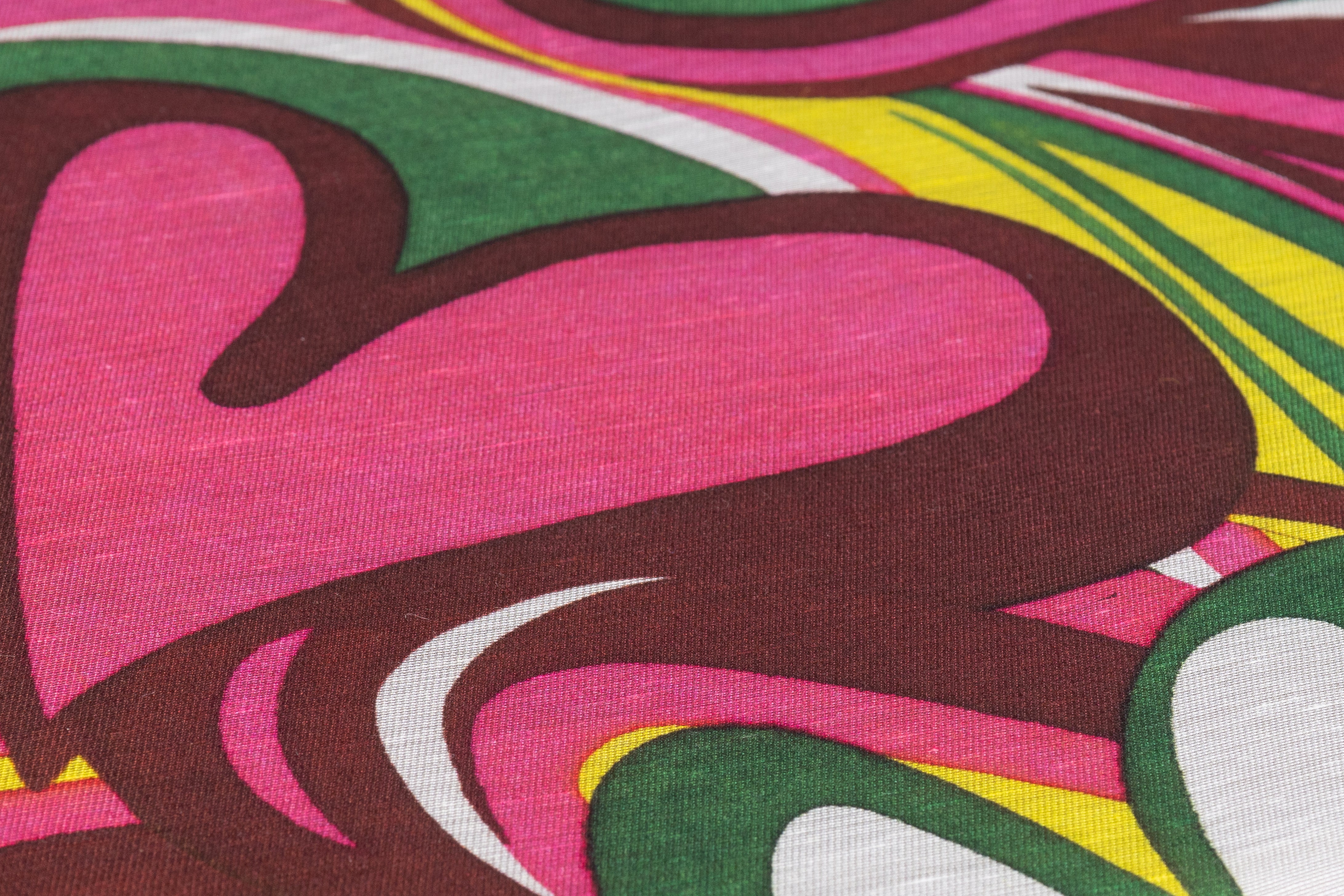 Abstract Hearts Italian Silk Linen Blend - Pink / Burgundy / Green / Yellow