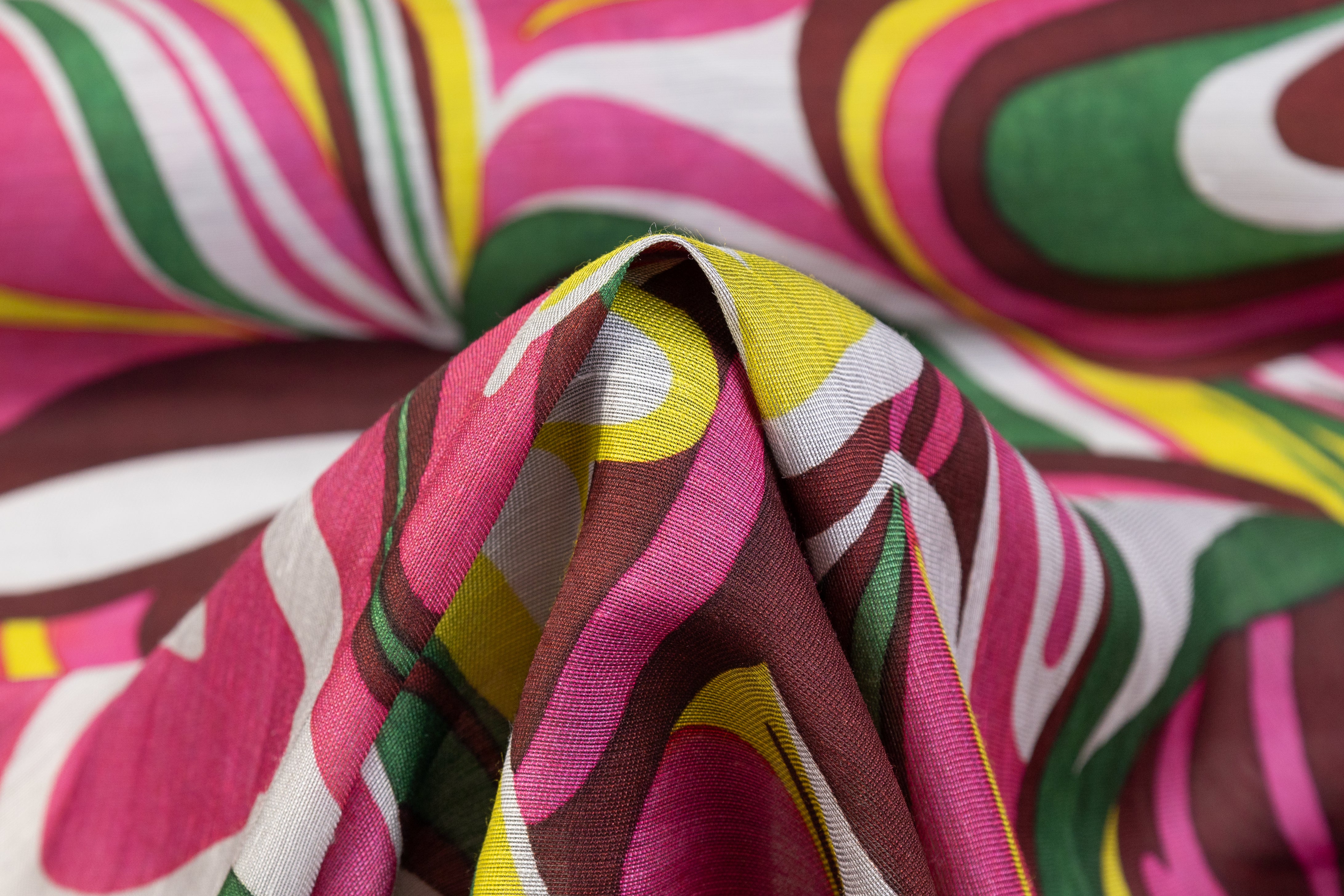 Abstract Hearts Italian Silk Linen Blend - Pink / Burgundy / Green / Yellow