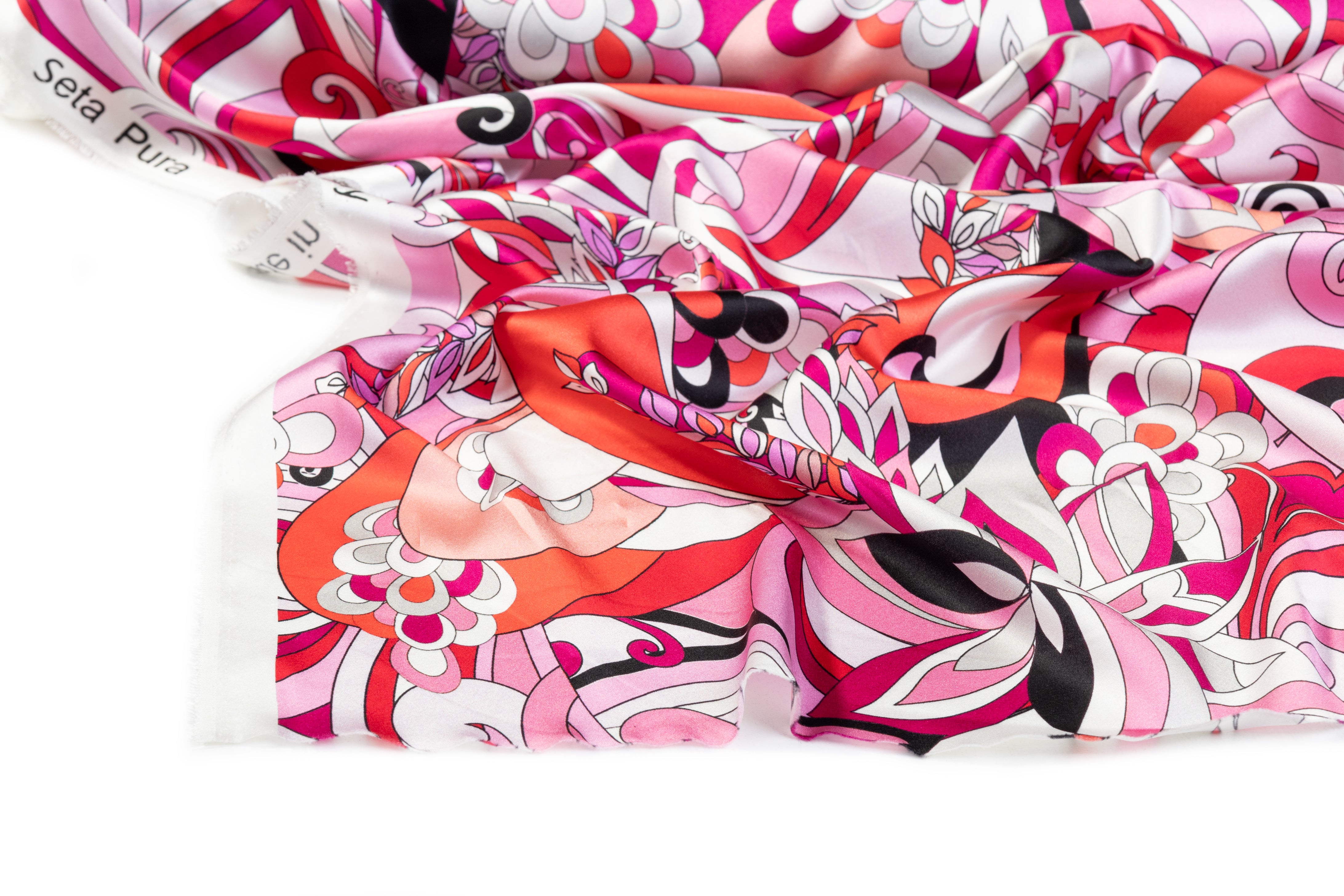 Floral Italian Silk Charmeuse - Magenta