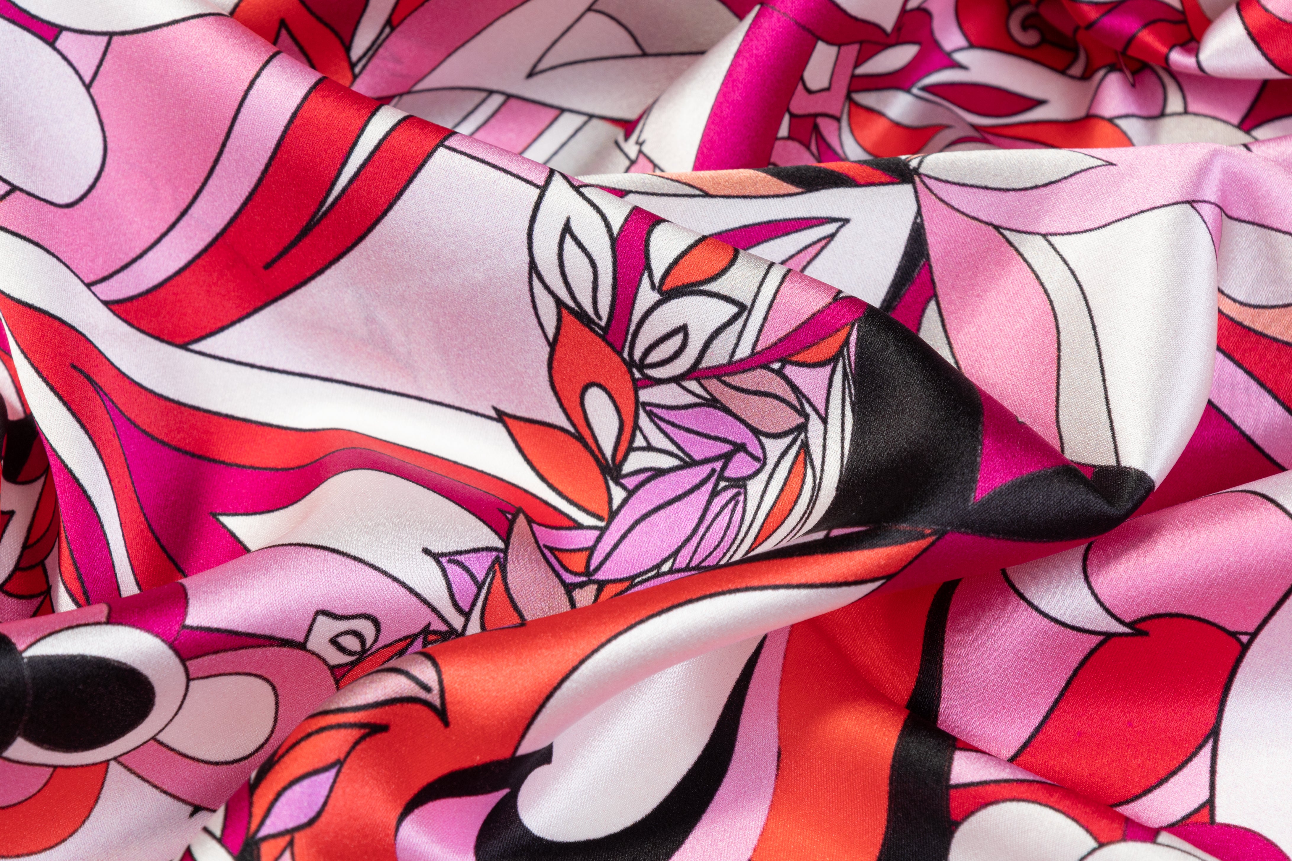 Floral Italian Silk Charmeuse - Magenta