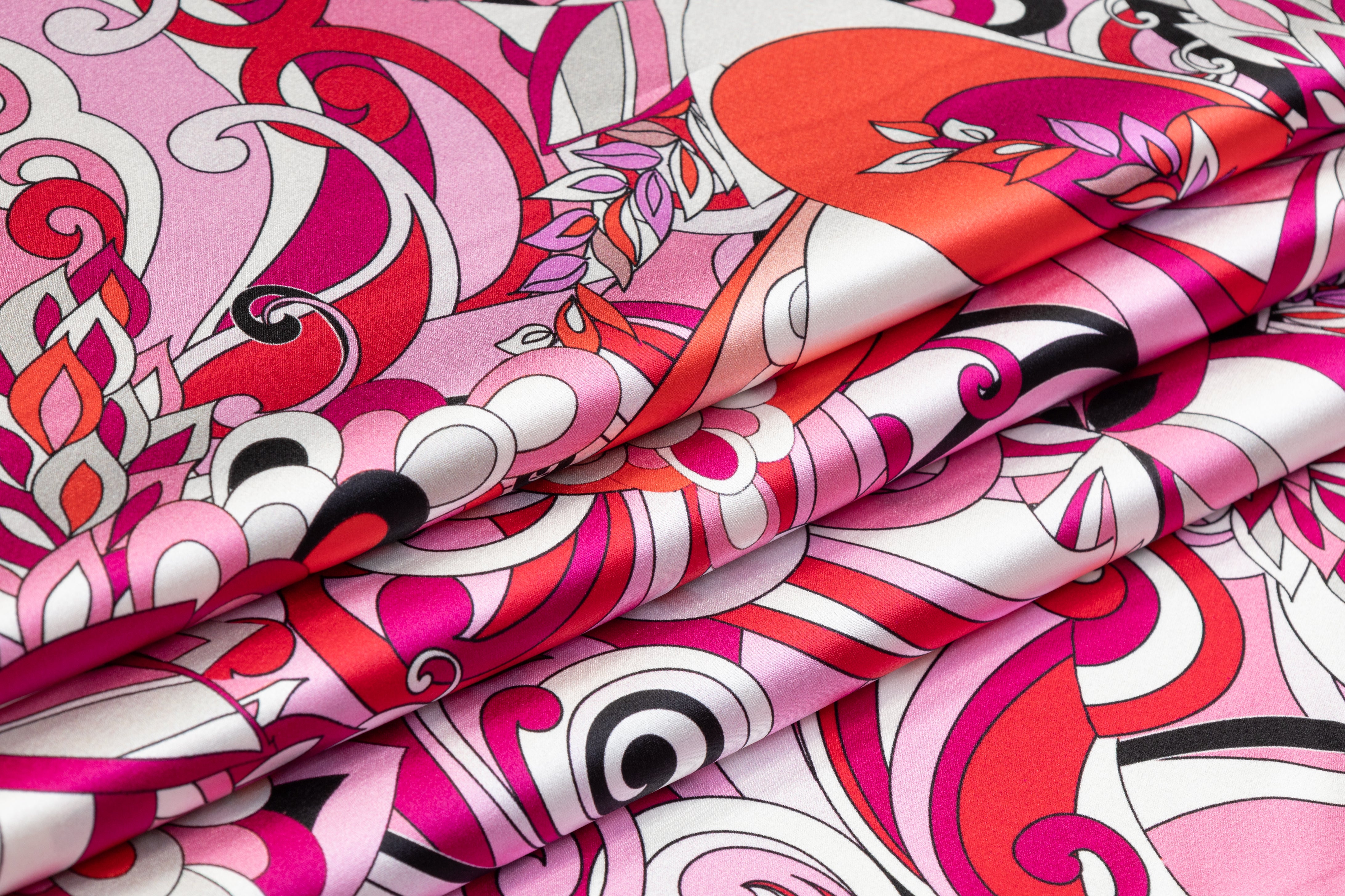 Floral Italian Silk Charmeuse - Magenta