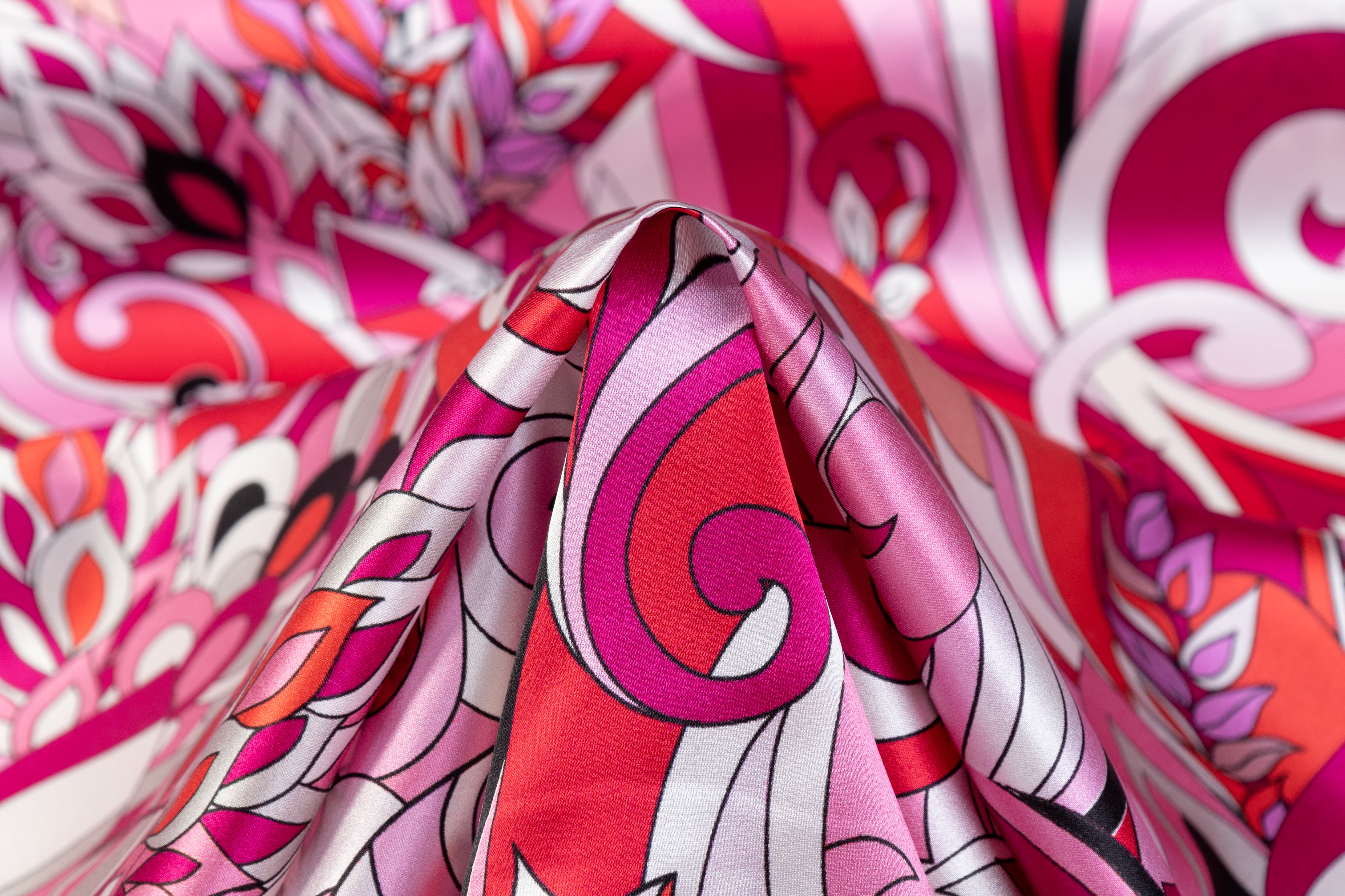 Floral Italian Silk Charmeuse - Magenta