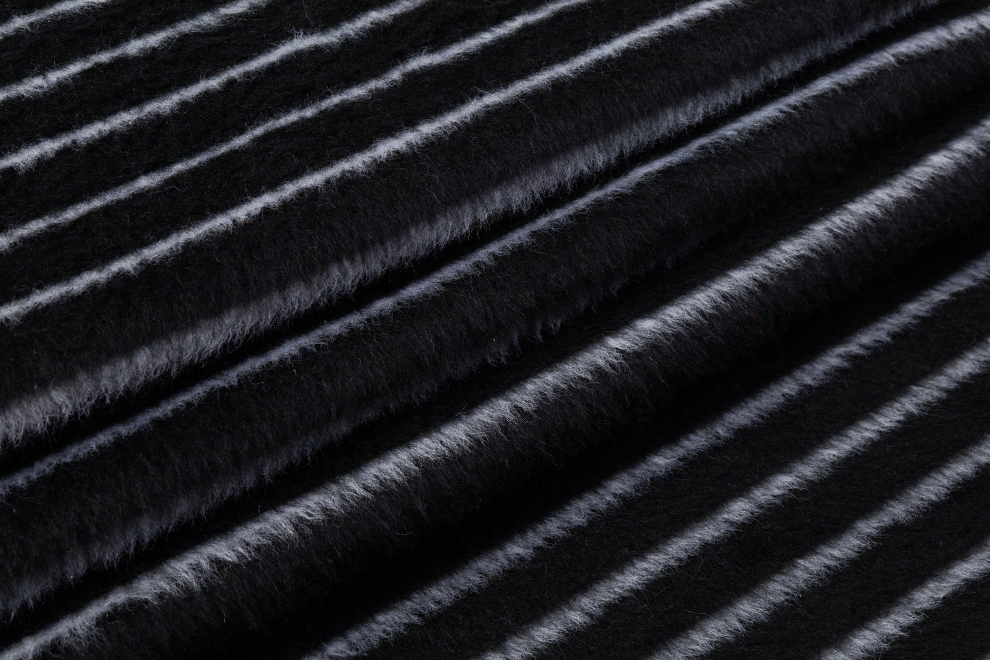 Striped Italian Poly Wool Coating - Black / Off White