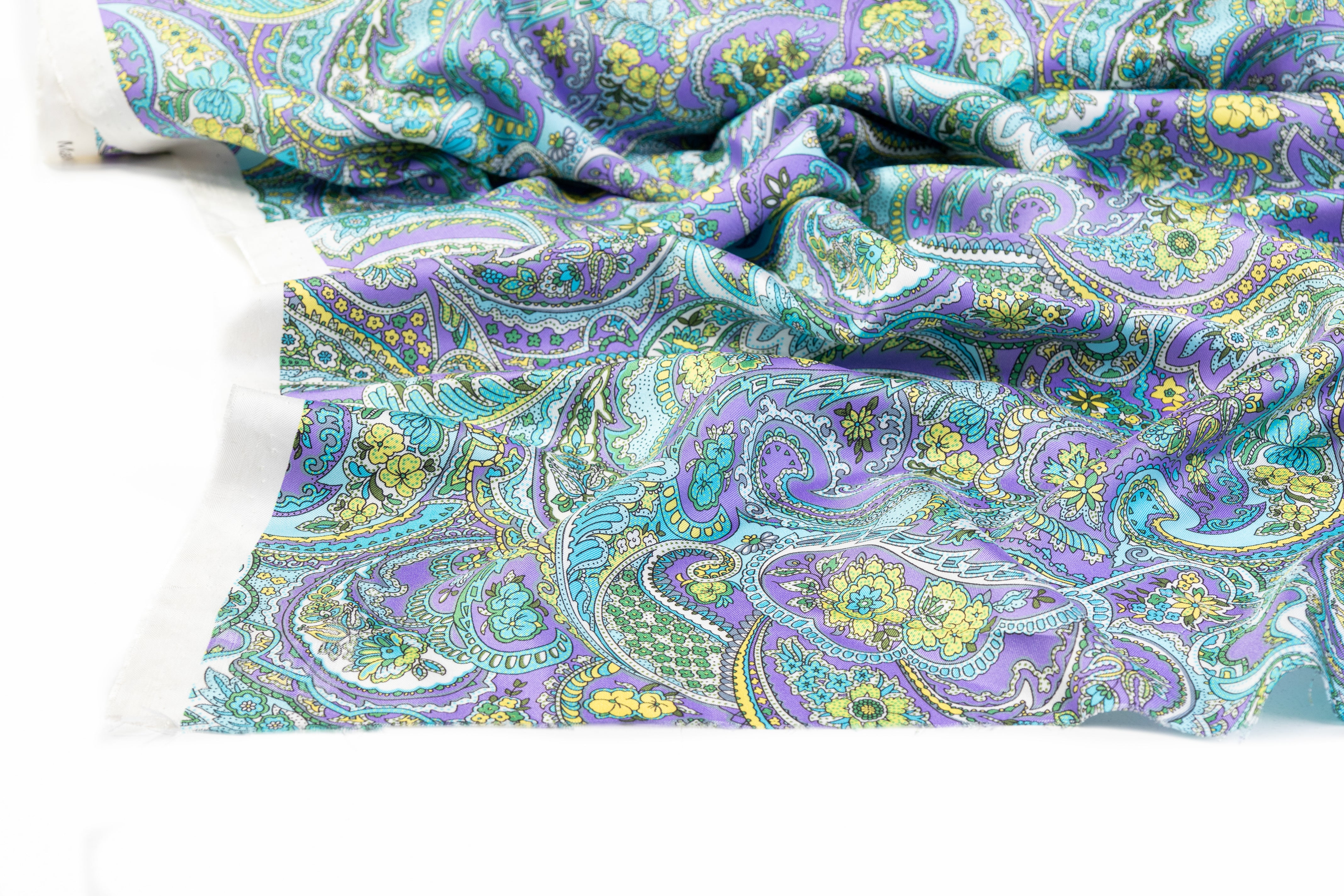 Paisley Italian Silk Twill - Purple / Blue / Green