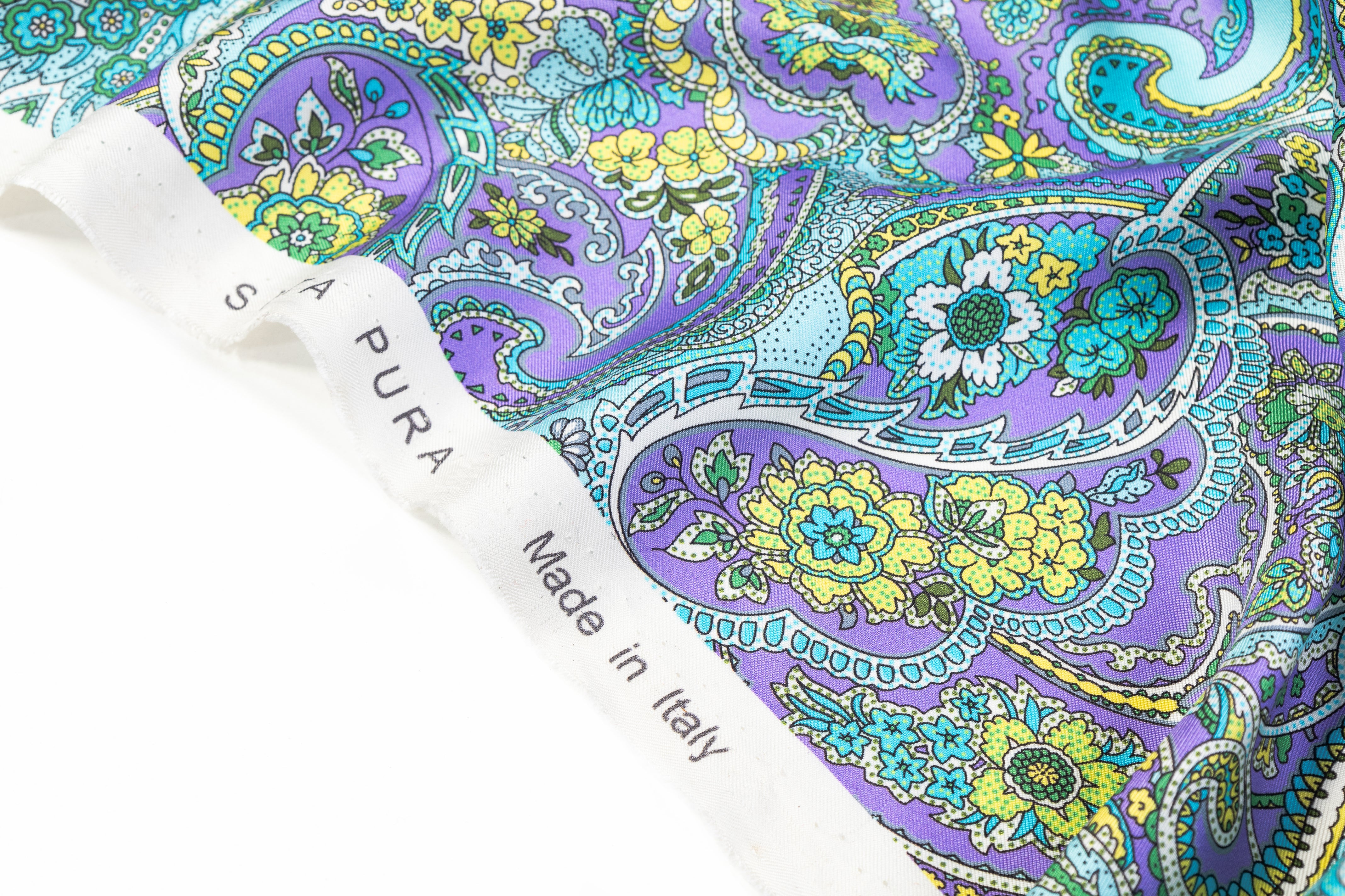 Paisley Italian Silk Twill - Purple / Blue / Green