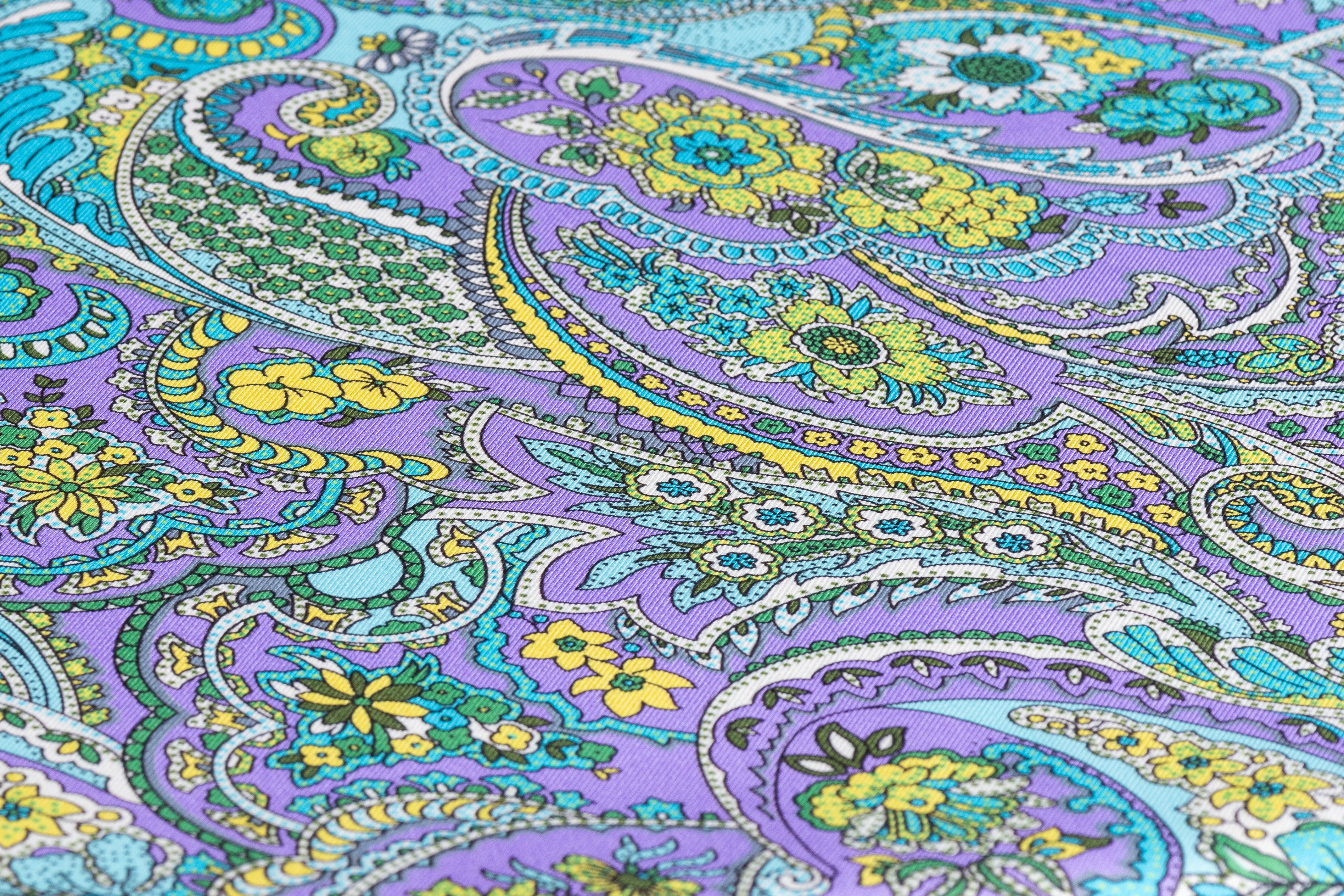 Paisley Italian Silk Twill - Purple / Blue / Green