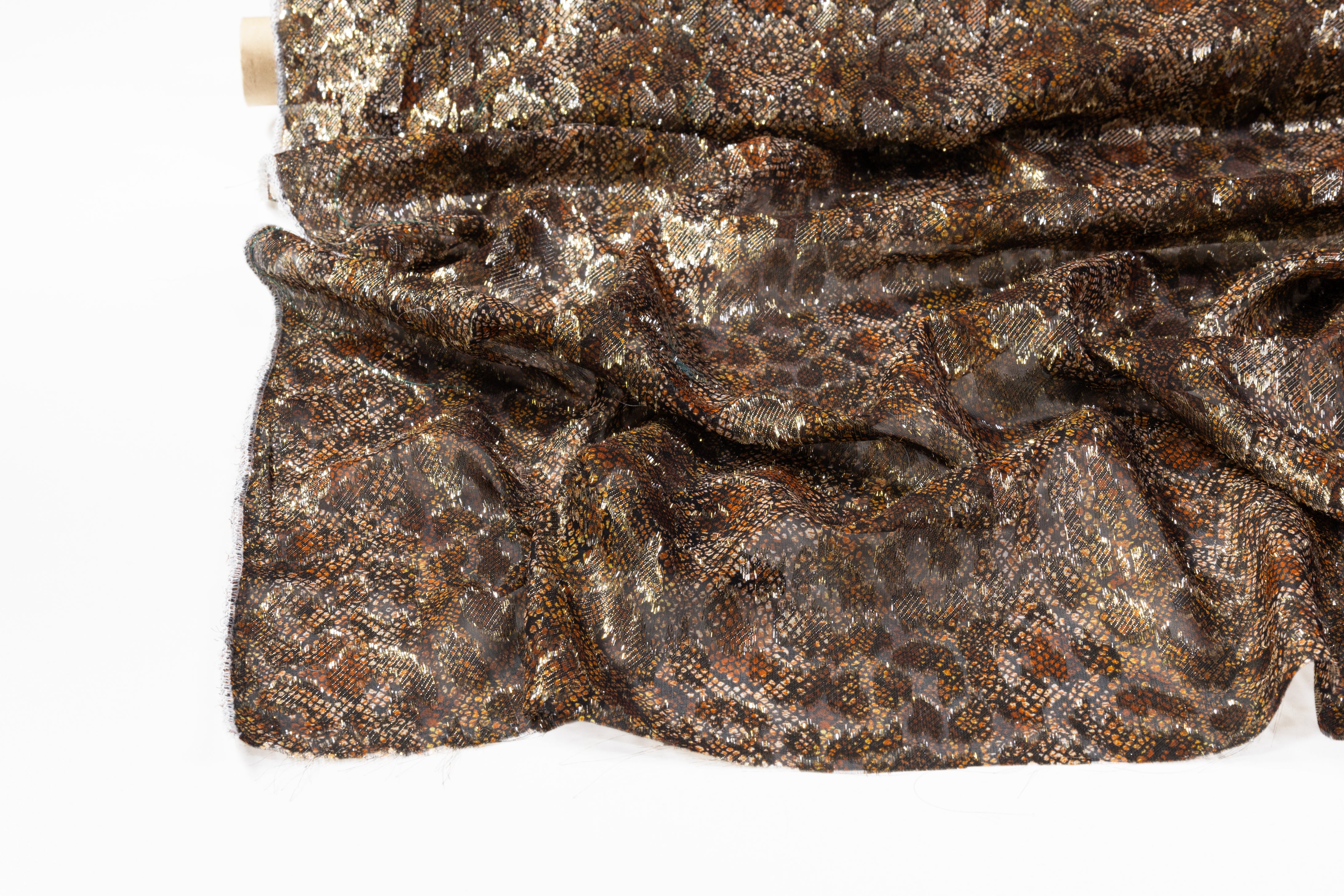 Metallic Italian Silk Fil Coupé - Brown / Gold