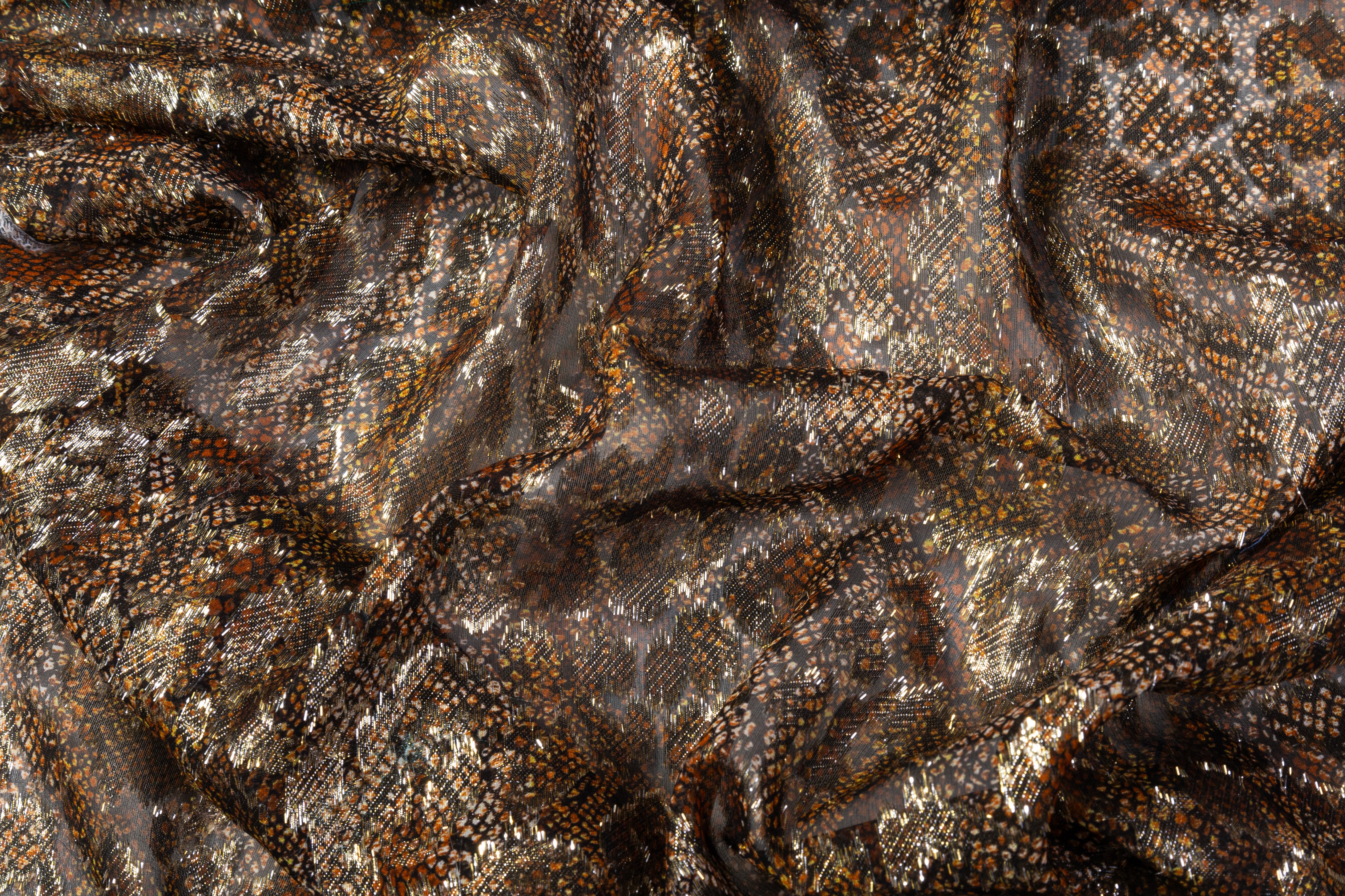 Metallic Italian Silk Fil Coupé - Brown / Gold