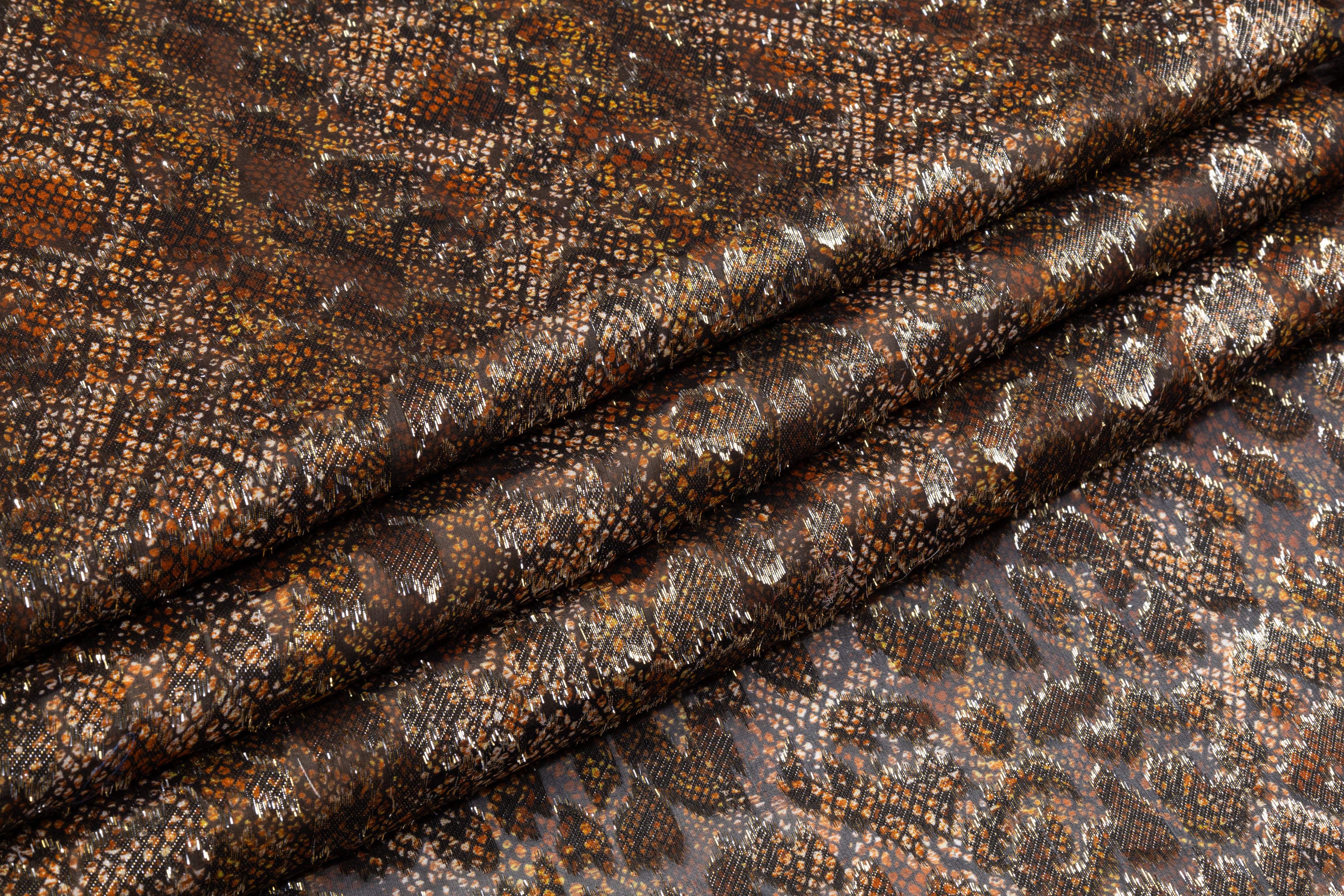 Metallic Italian Silk Fil Coupé - Brown / Gold