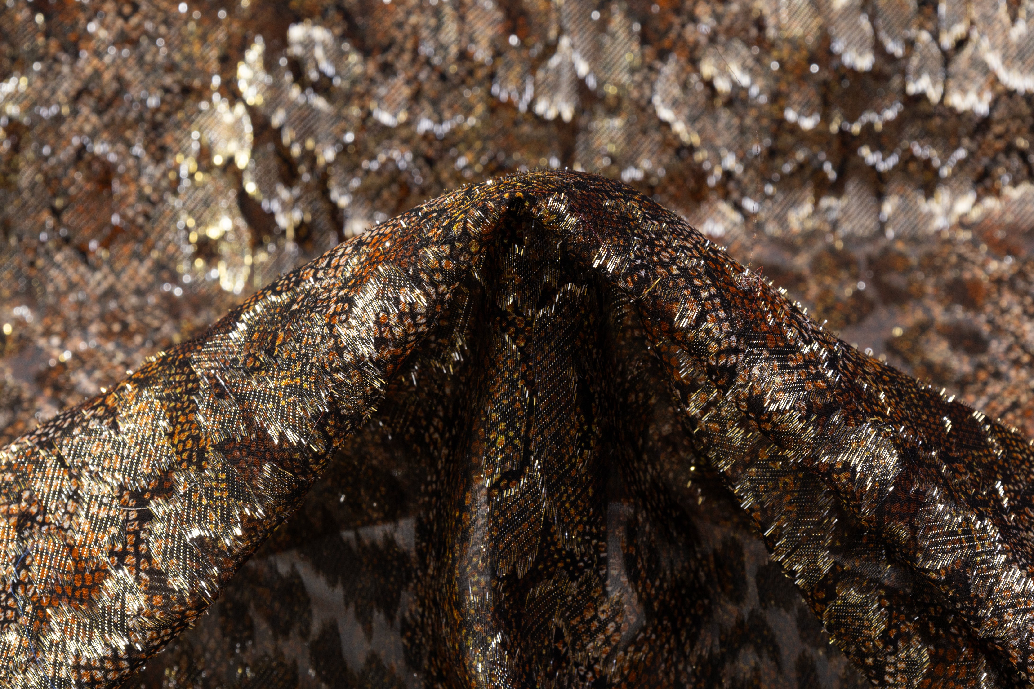 Metallic Italian Silk Fil Coupé - Brown / Gold