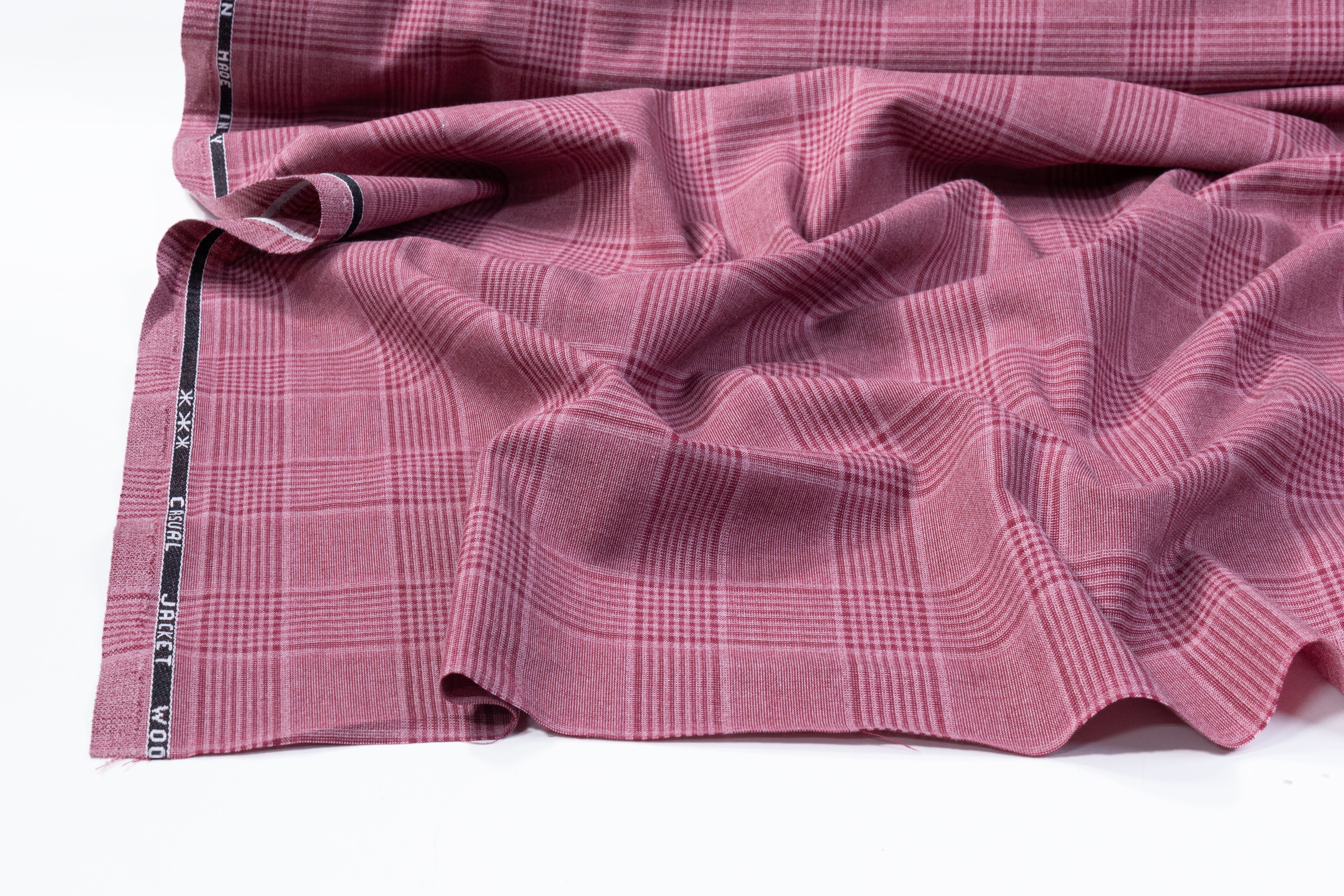 Fordham - Checked Italian Wool Silk and Cotton Suiting - Mauve