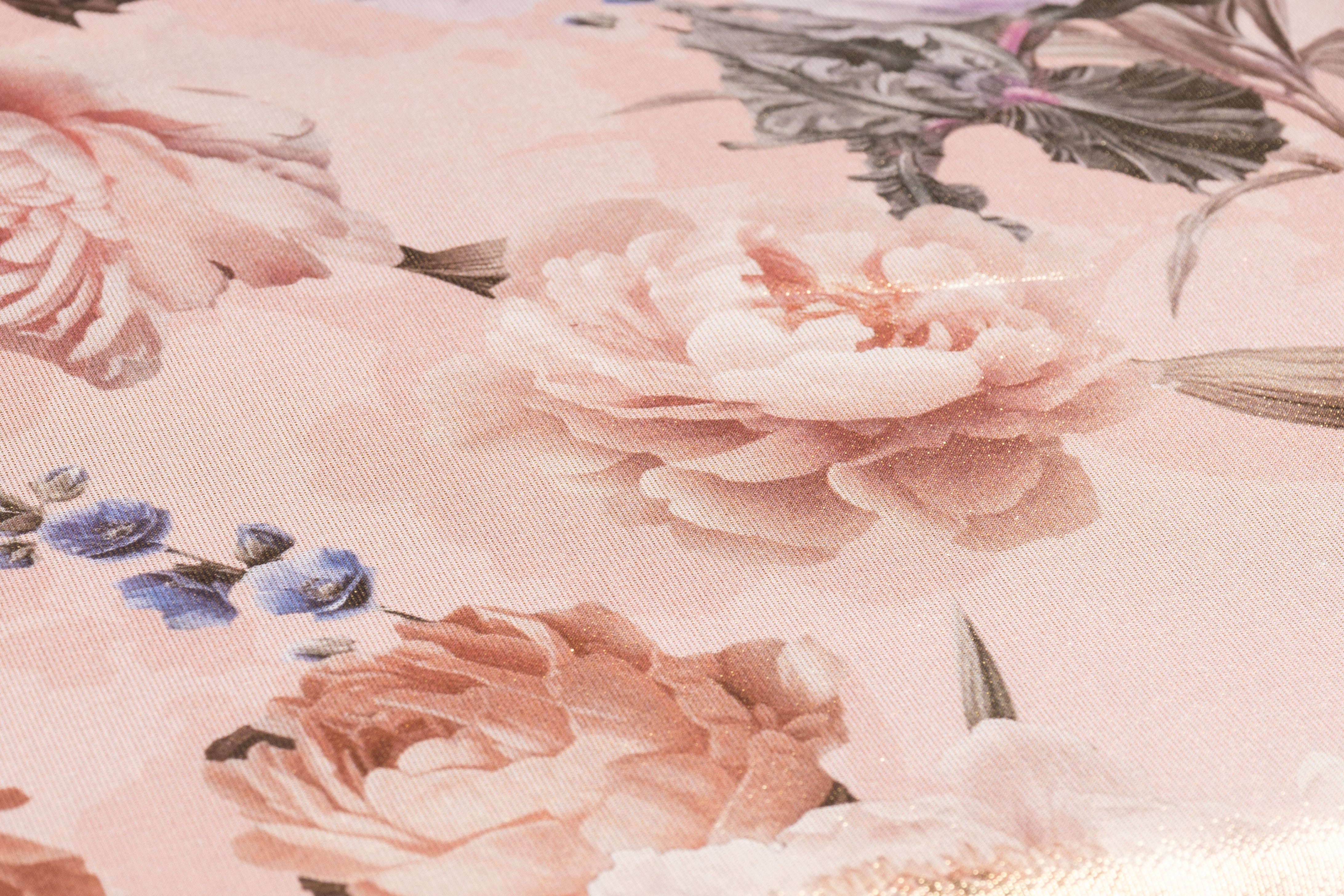 Floral Italian Silk Chiffon Lamé - Blush / Gold