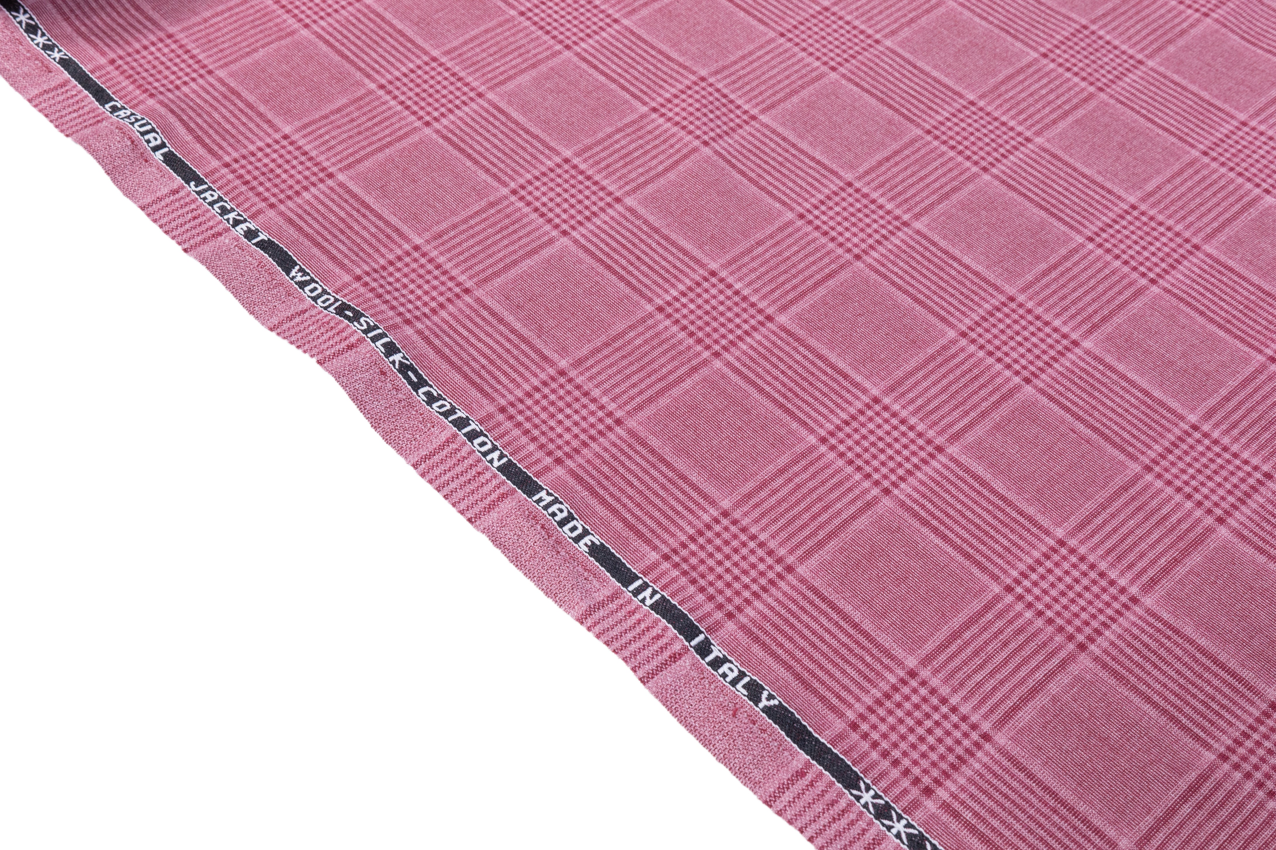 Fordham - Checked Italian Wool Silk and Cotton Suiting - Mauve