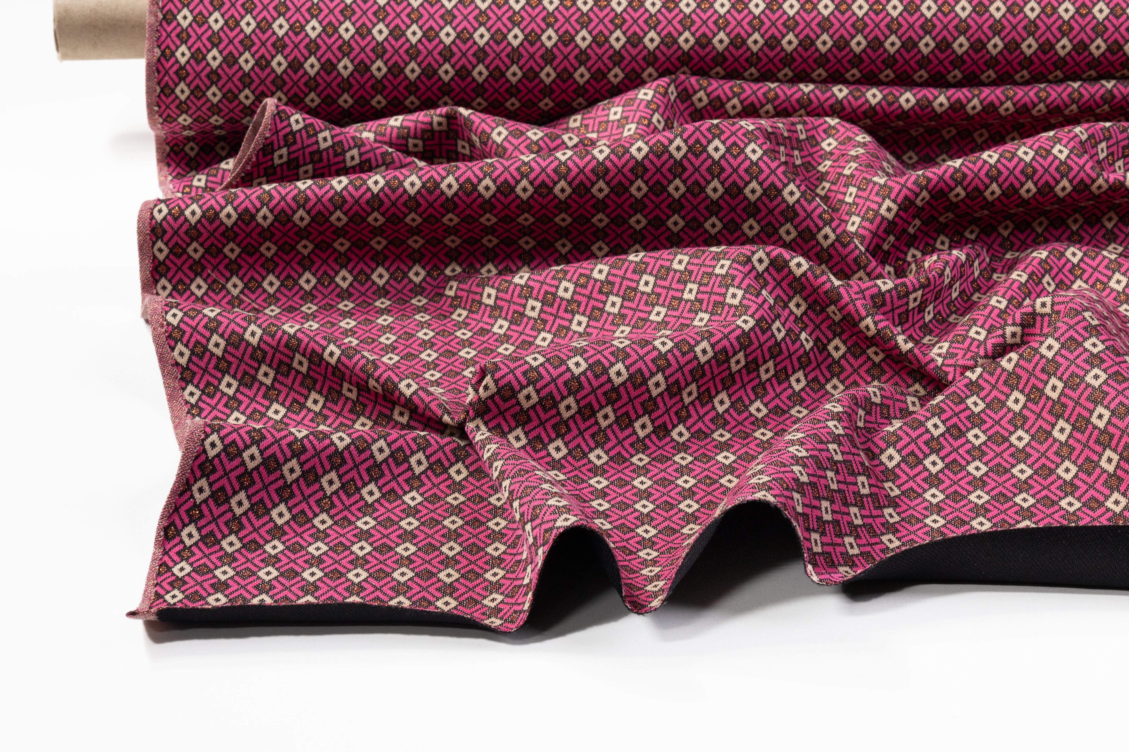 Fused Metallic Italian Brocade - Pink / Gold