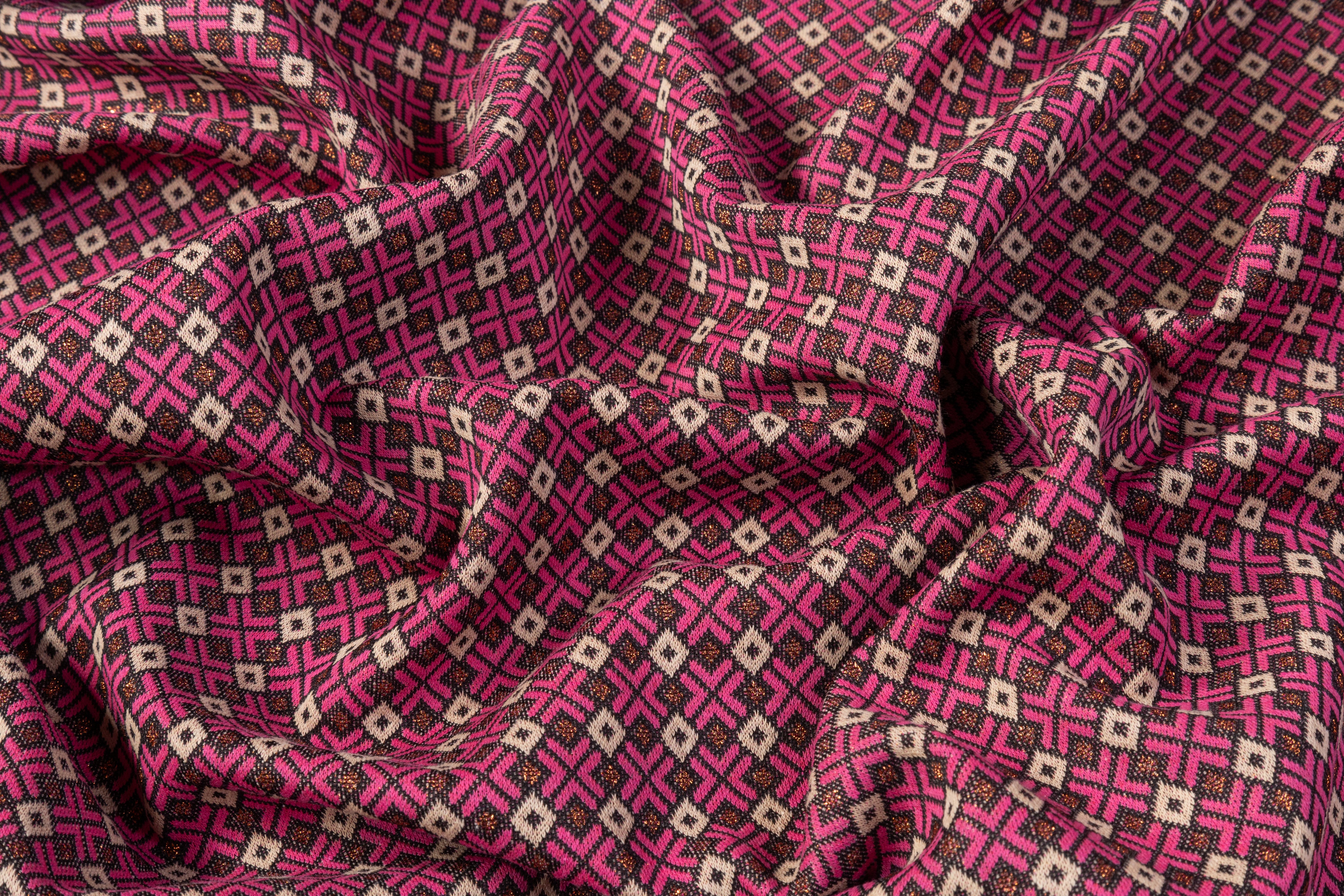 Fused Metallic Italian Brocade - Pink / Gold