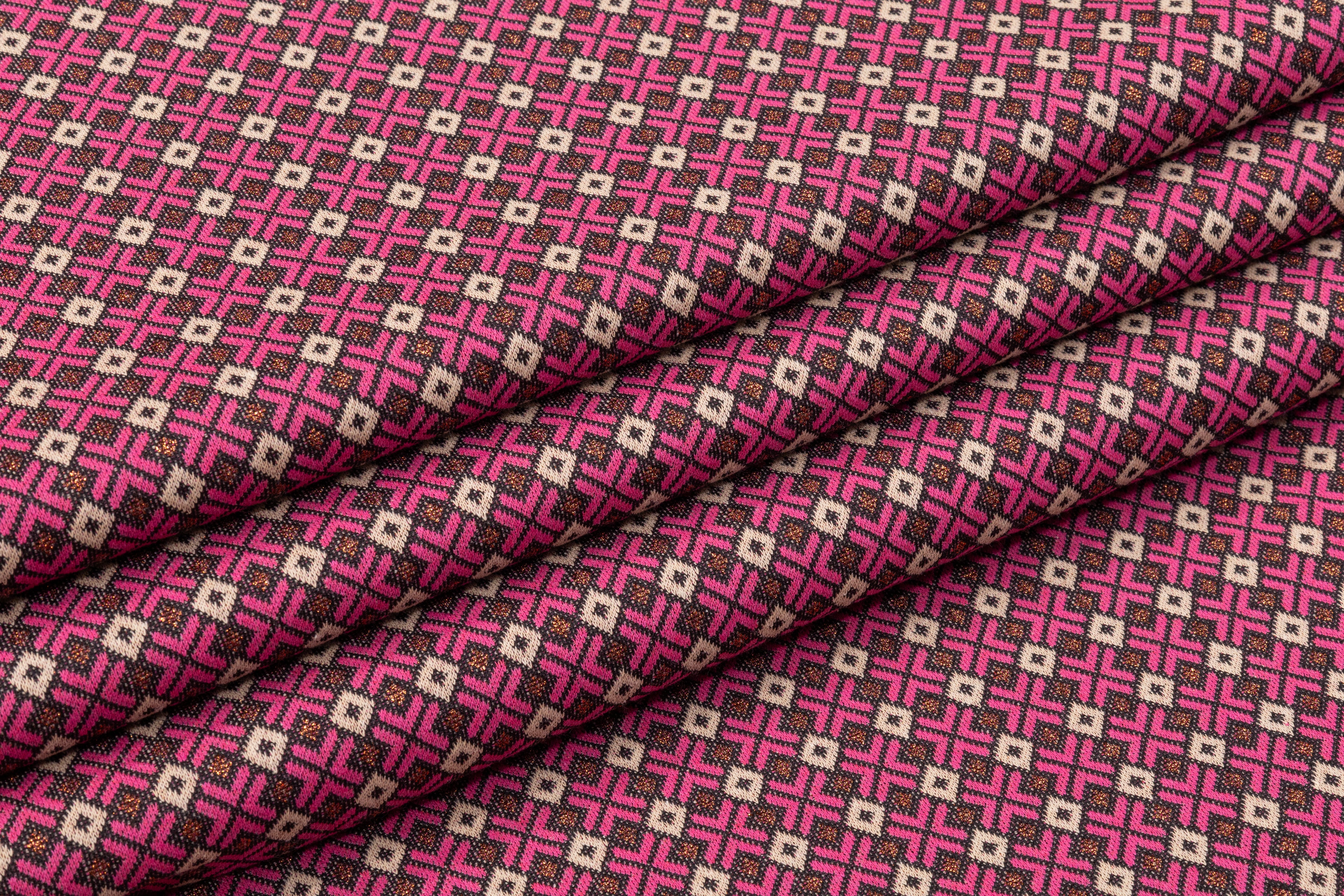 Fused Metallic Italian Brocade - Pink / Gold