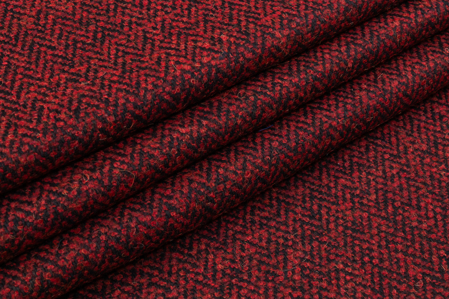 Chevron Italian Wool Mohair Blend Boucle - Maroon / Black