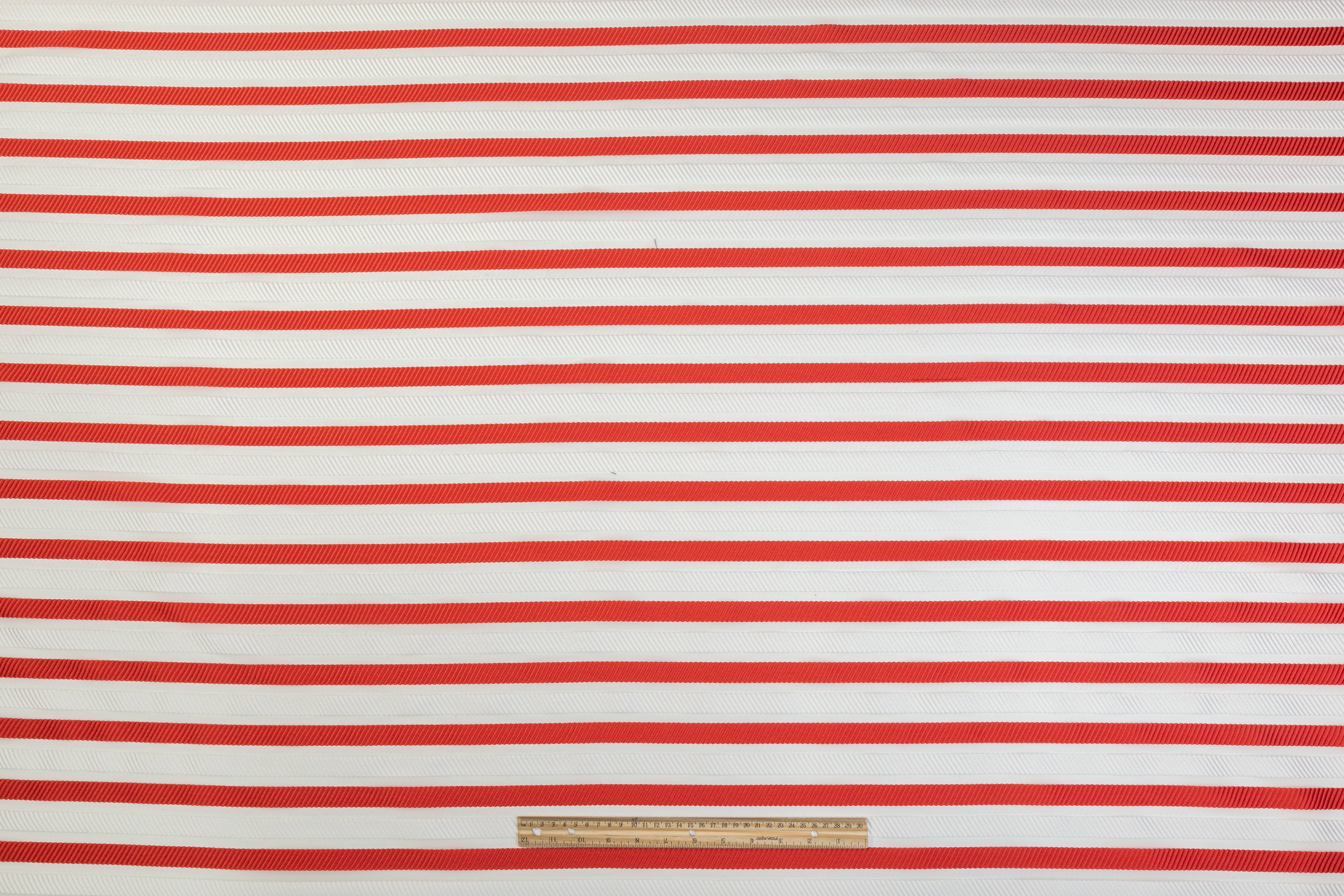 Ribbed Striped Organza Burnout Brocade - Red