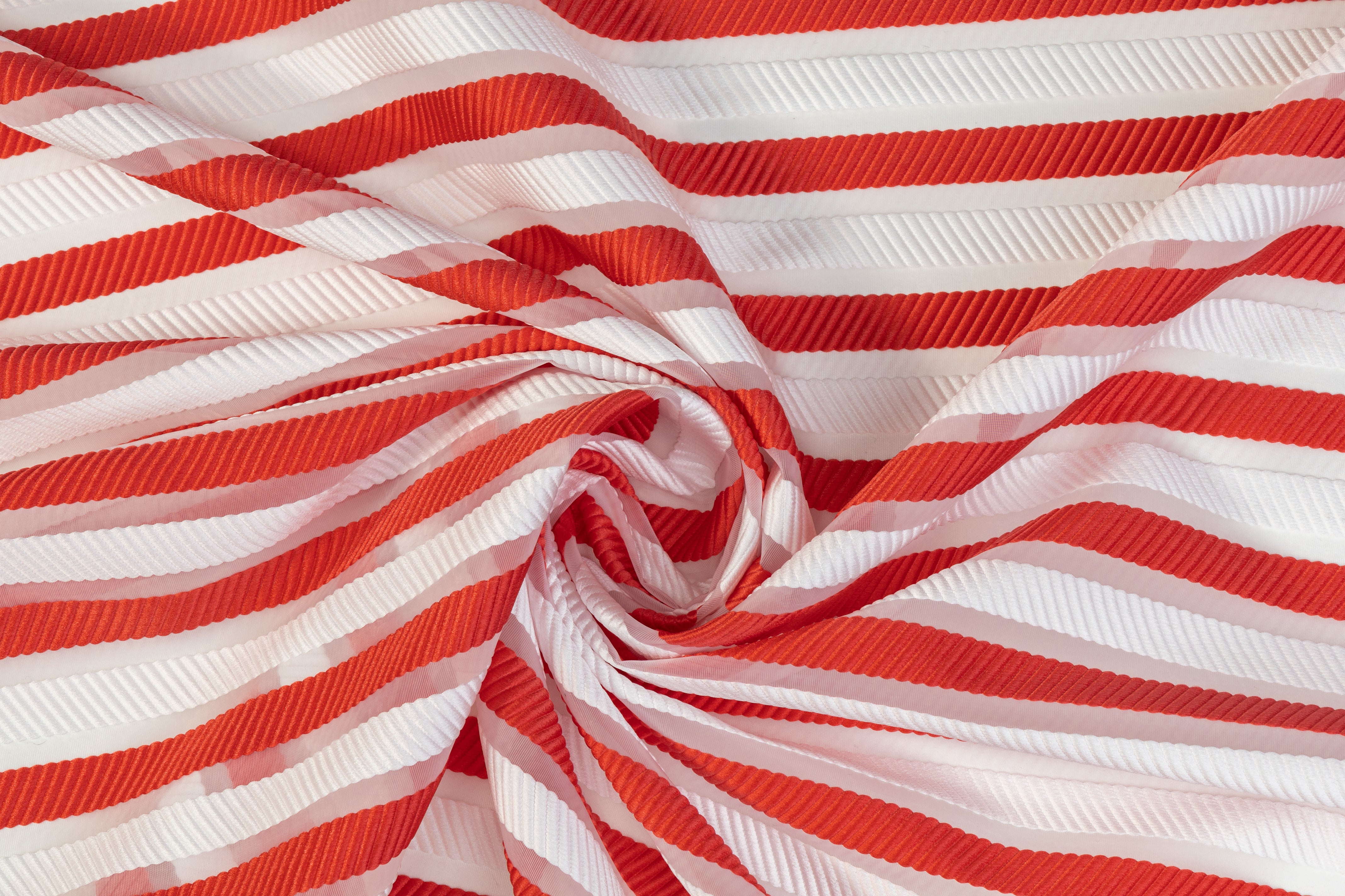 Ribbed Striped Organza Burnout Brocade - Red